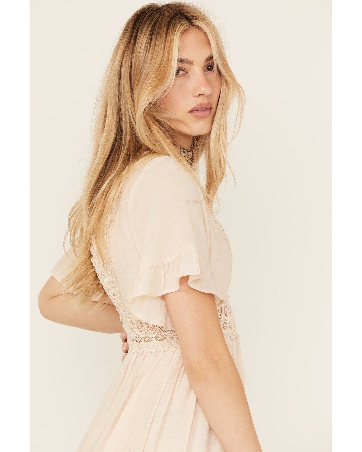 Wishlist Women's Solid Lace Trim Mini Dress