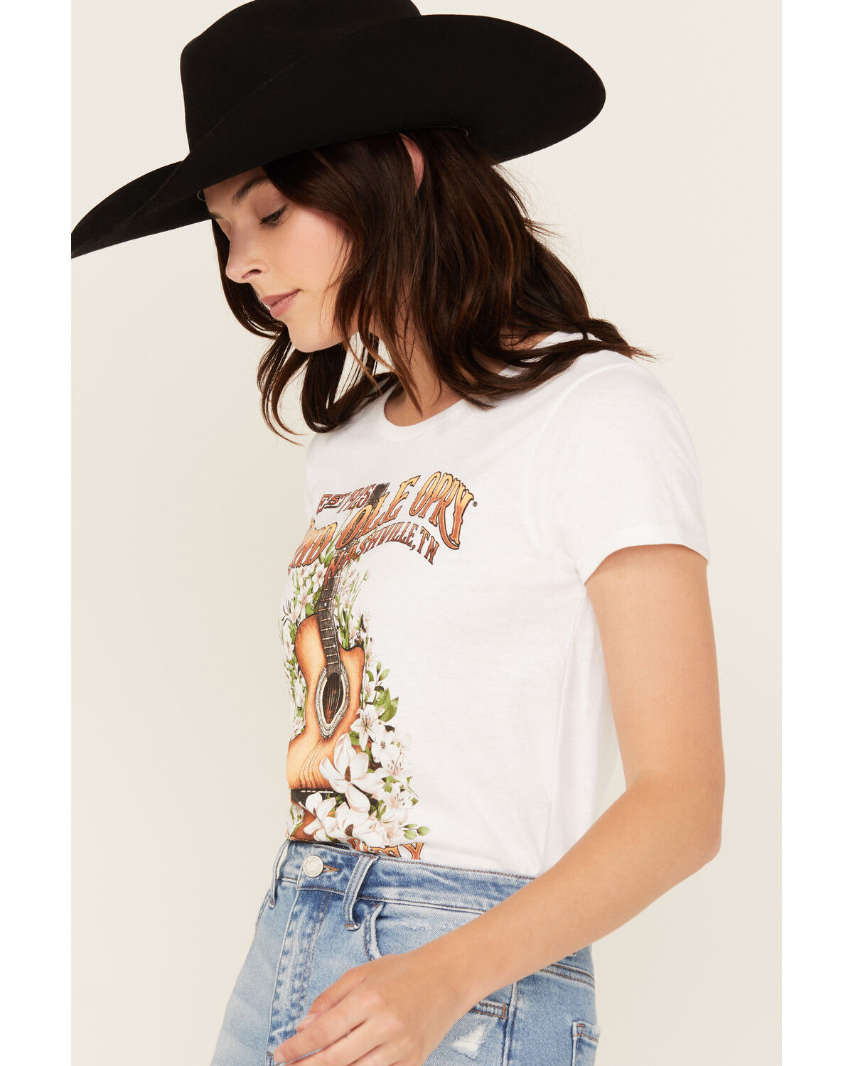 Changes Women's Grand Ole Opry Guitar Flowers Short Sleeve Graphic Tee