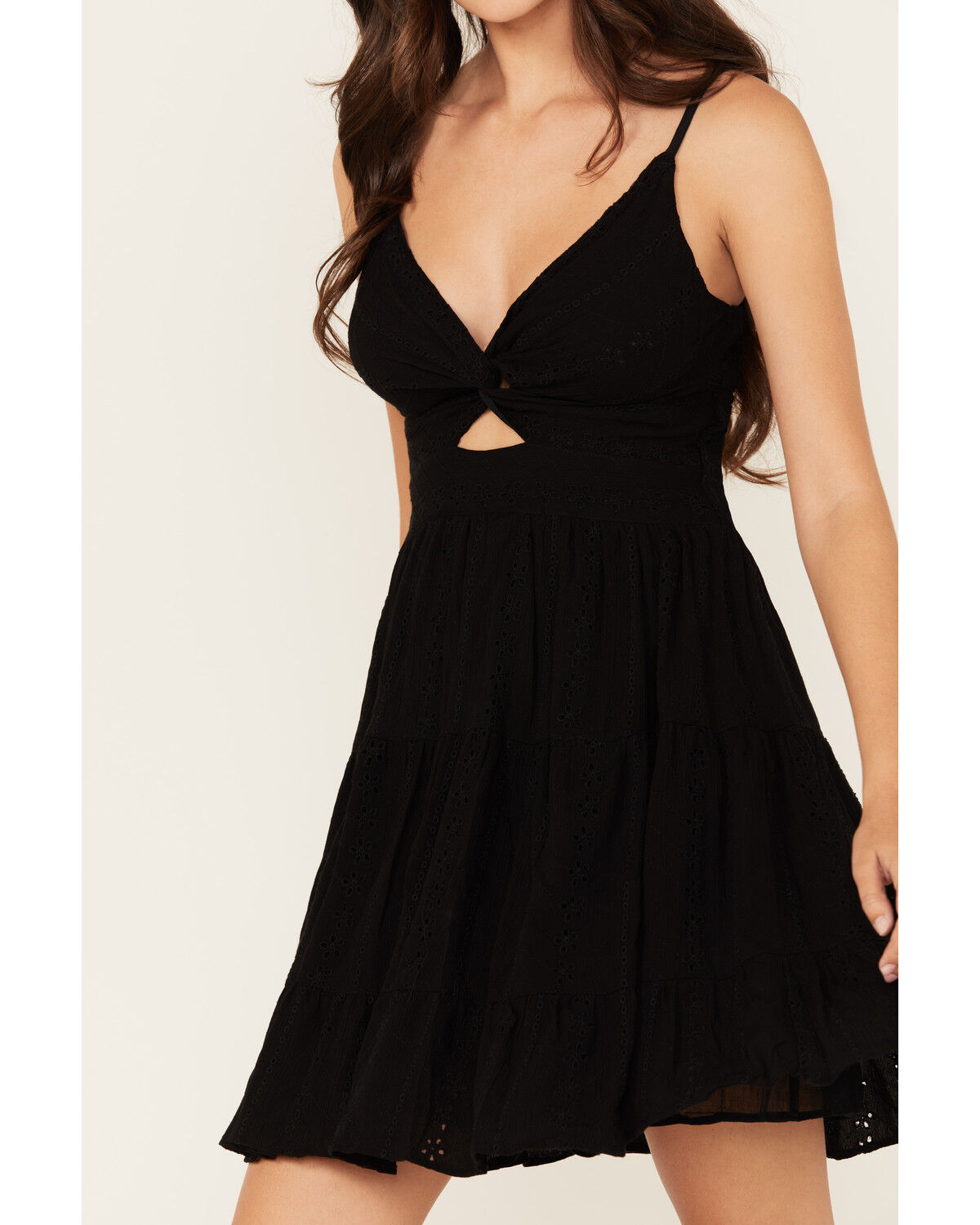 Angie Women's Eyelet Knot Front Mini Dress