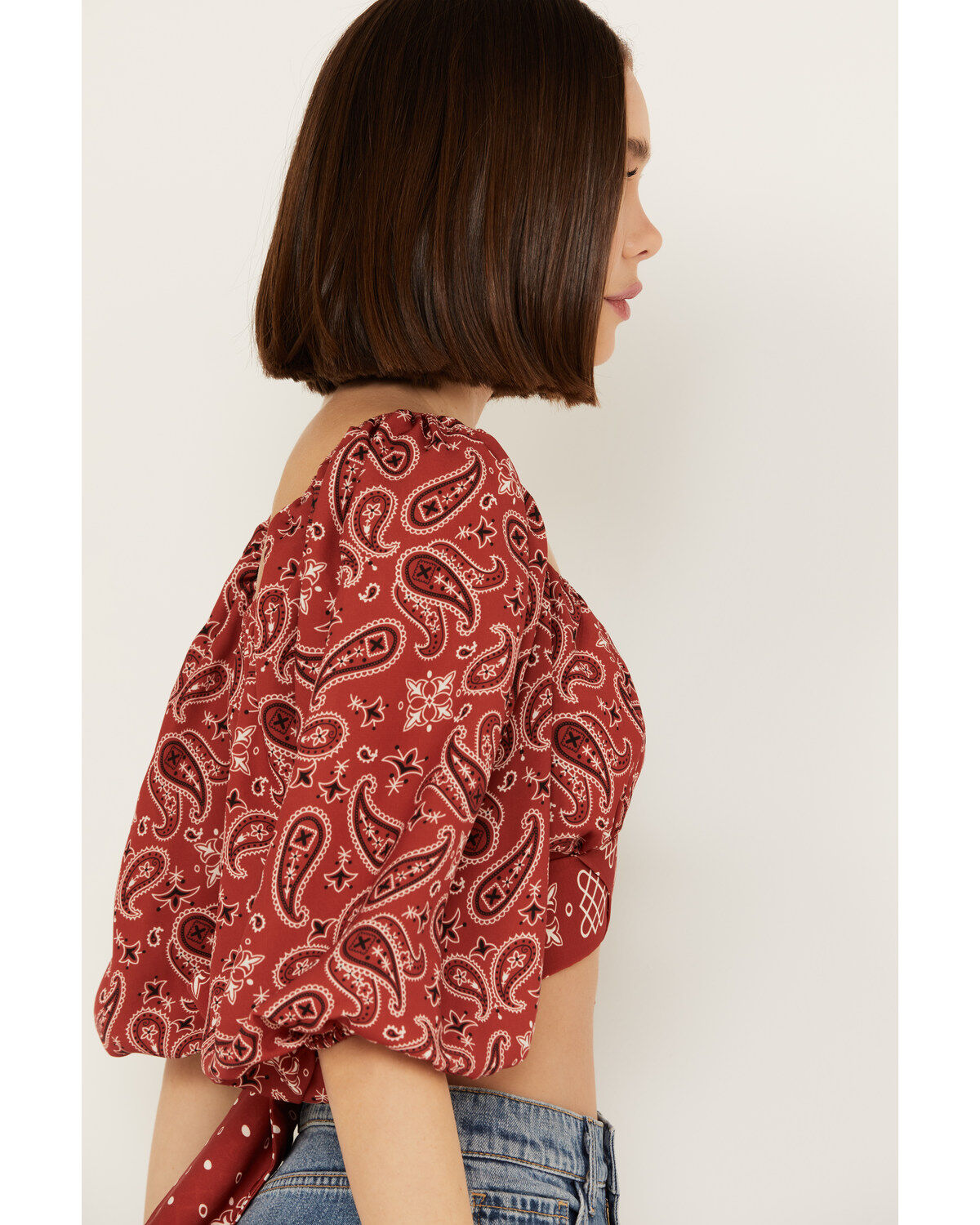 Beyond The Radar Women's Bandana Print Tie Back Top