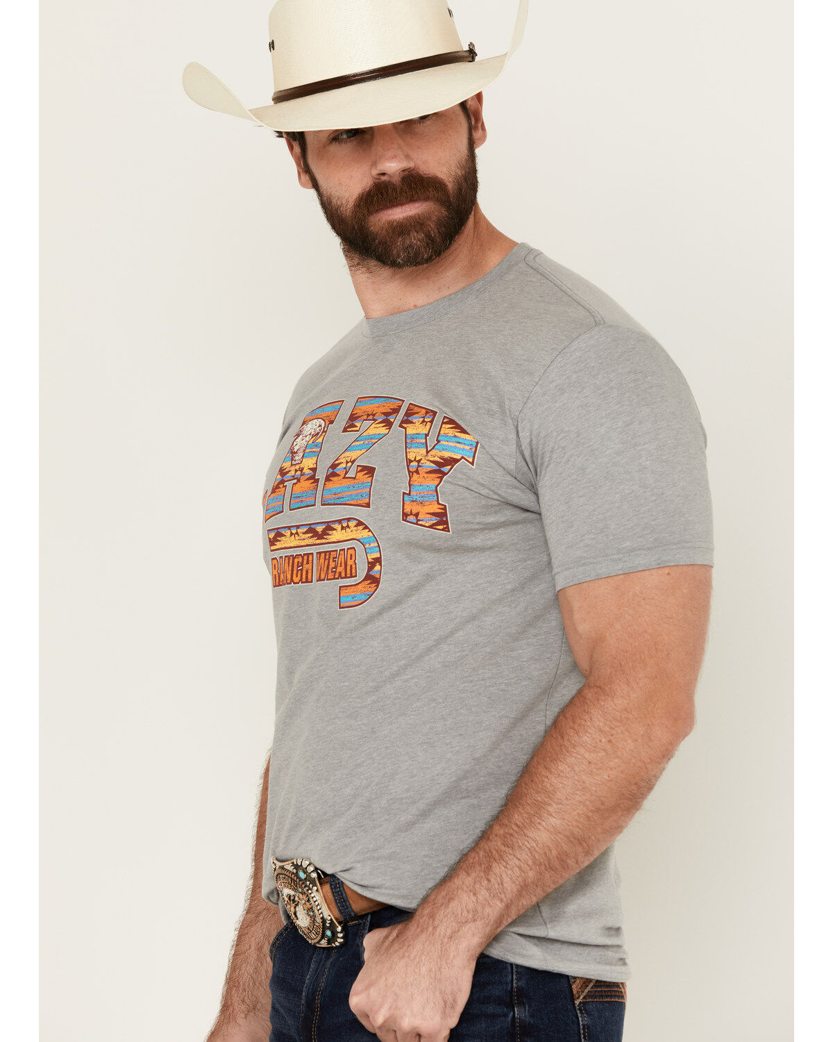 Lazy J Ranch Wear Men's Southwestern Fill Logo Short Sleeve Graphic T-Shirt