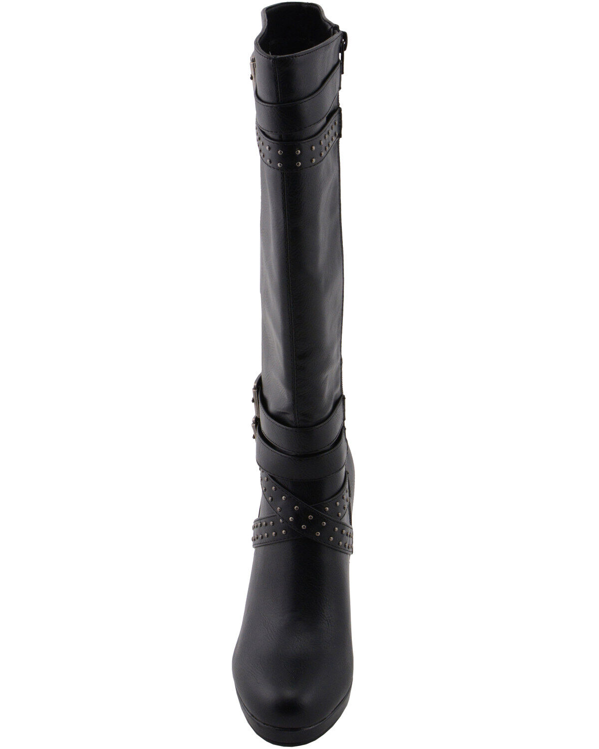 Milwaukee Leather Women's Platform Heel Studded Strap Boot - Round Toe