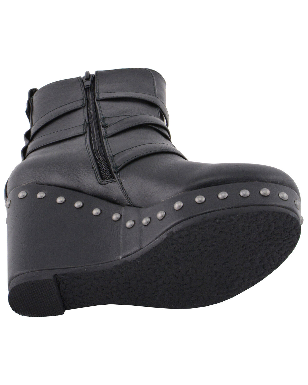 Milwaukee Leather Women's Triple Strap Wedge Boots - Round Toe