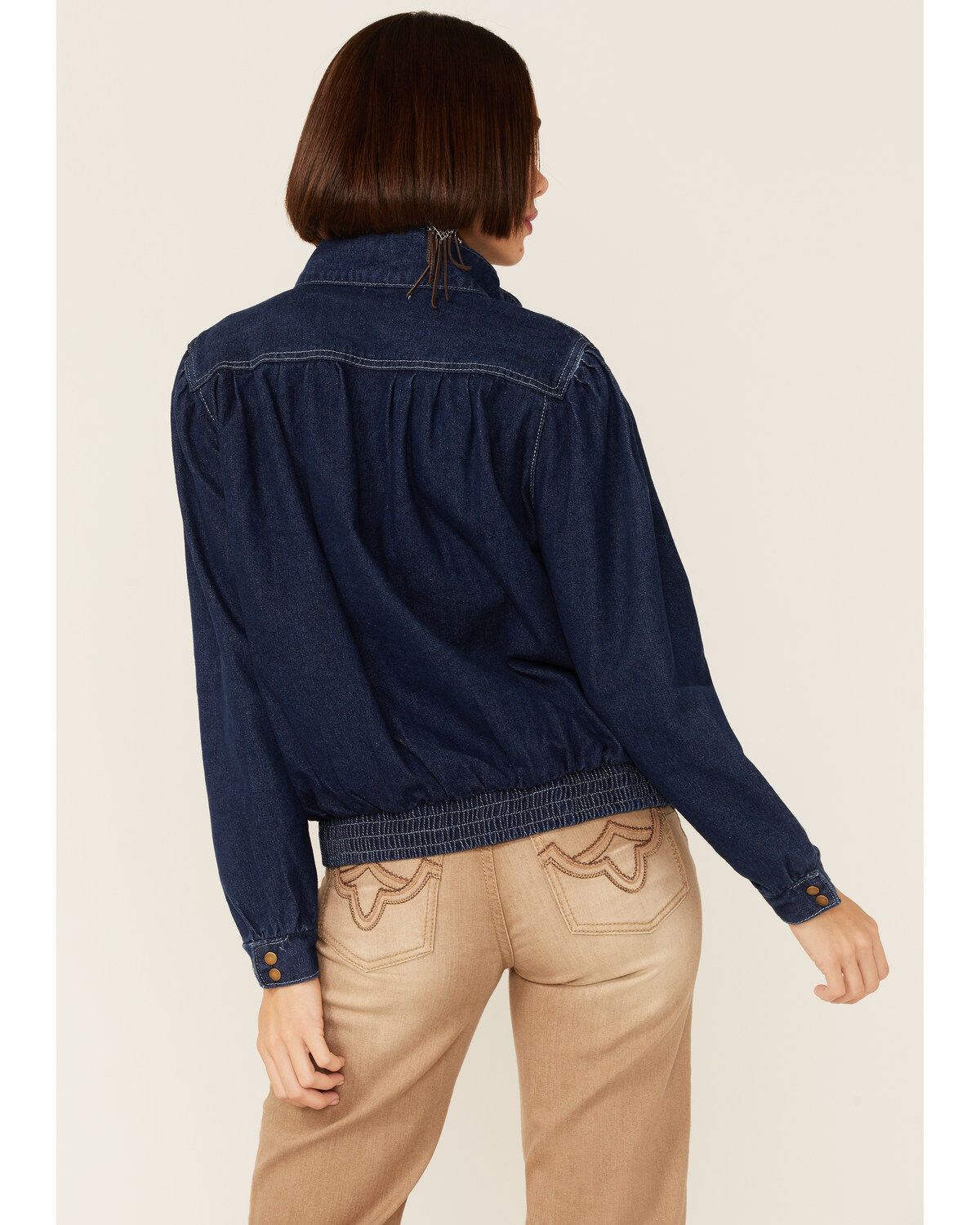 Molly Bracken Women's Track Pleated Snap-Front Denim Jacket