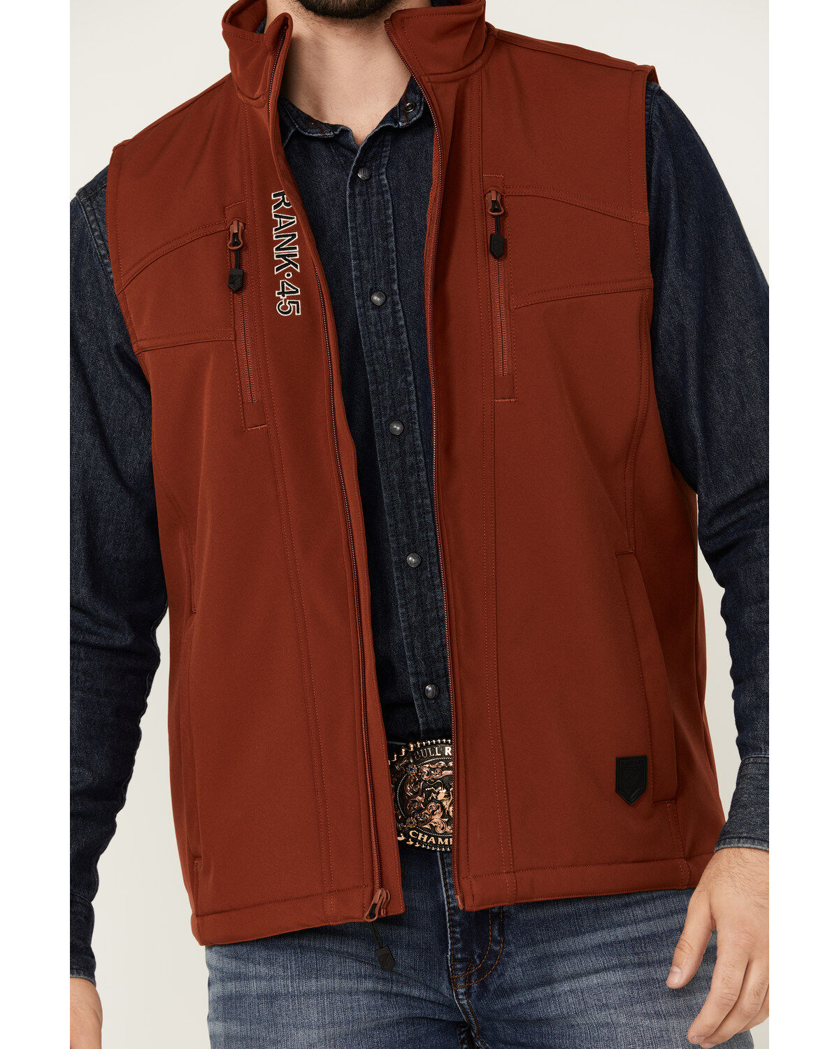 RANK 45® Men's Ralington Embroidered Softshell Vest