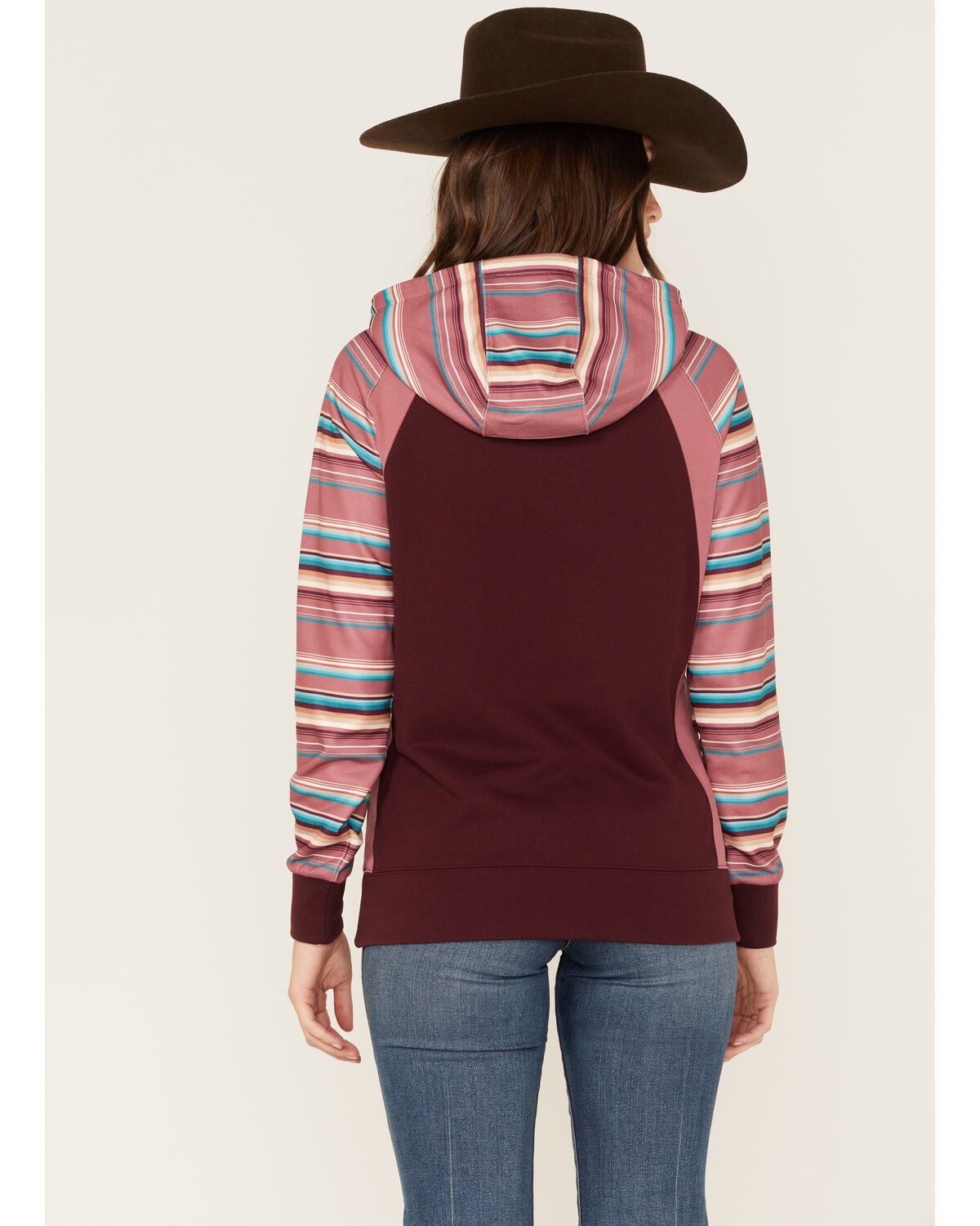 Hooey Women's Serape Stripe Contrast Print Savannah Hoodie