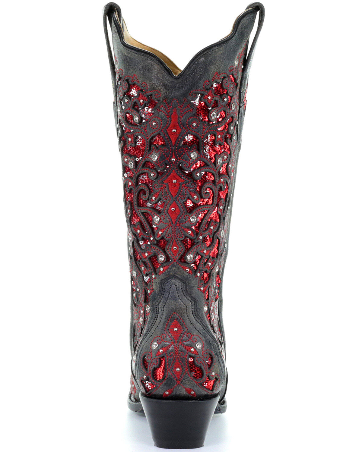 Corral Women's Crystal and Red Sequin Inlay Western Boots - Snip Toe