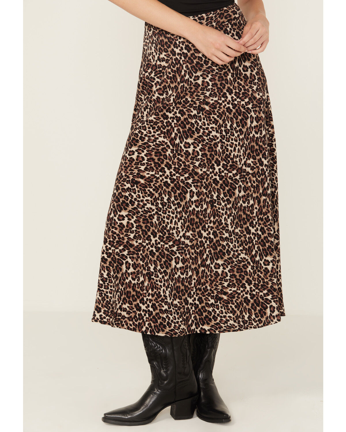 Originality Women's Leopard Print Midi Skirt