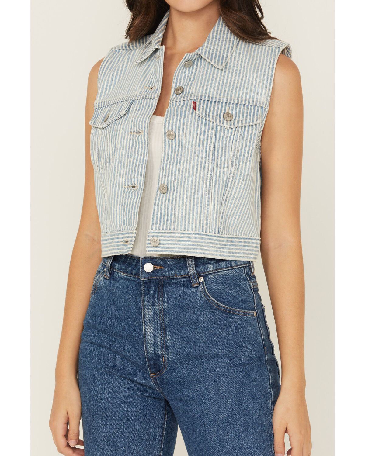 Levi's Women's Light Wash Striped Vest