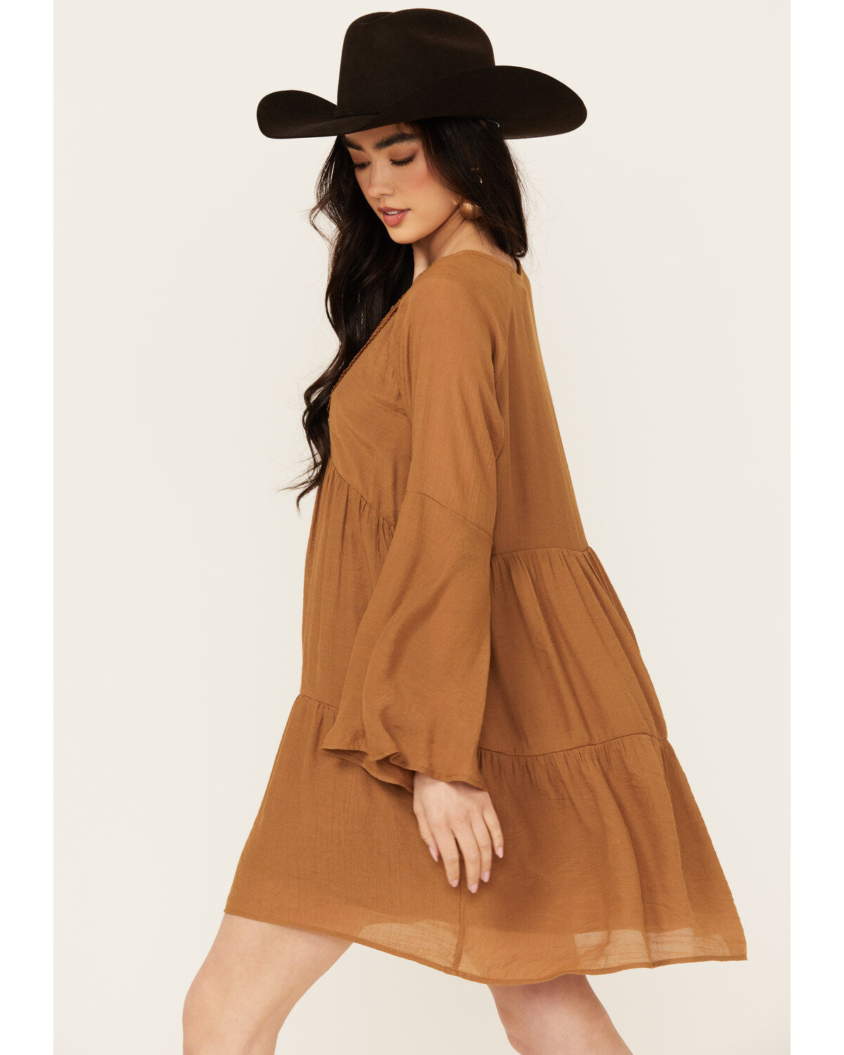 Wishlist Women's Lace Trim Long Sleeve Mini Dress