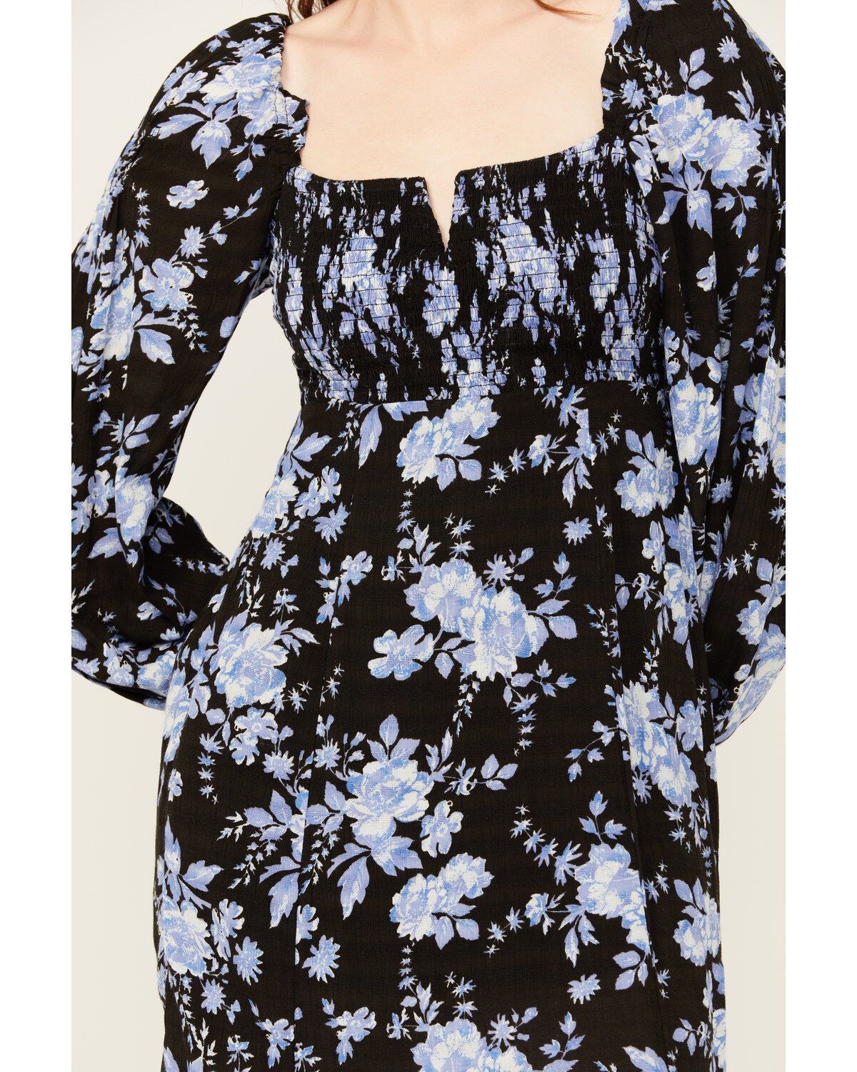 Free People Women's Jaymes Floral Print Midi Long Sleeve Dress