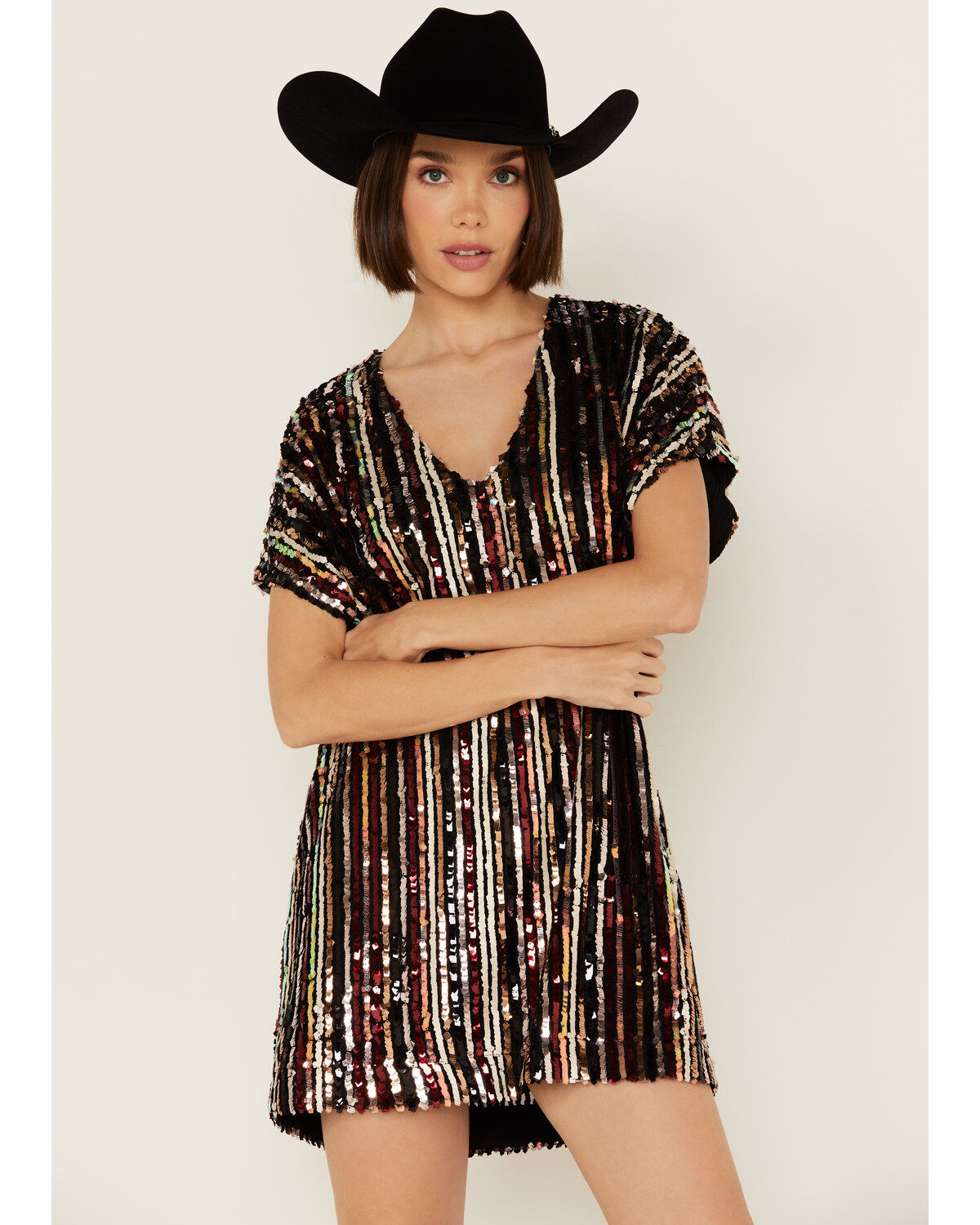 By Together Women's Striped Sequins Mini Dress