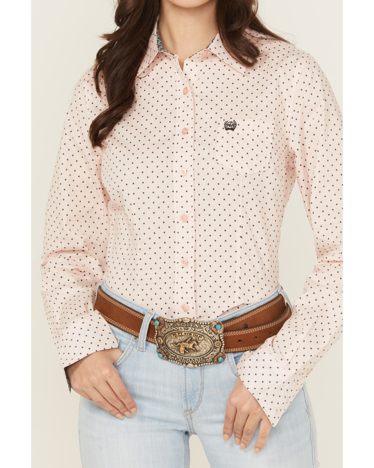 Cinch Women's Dotted Long Sleeve Button-Down Western Shirt
