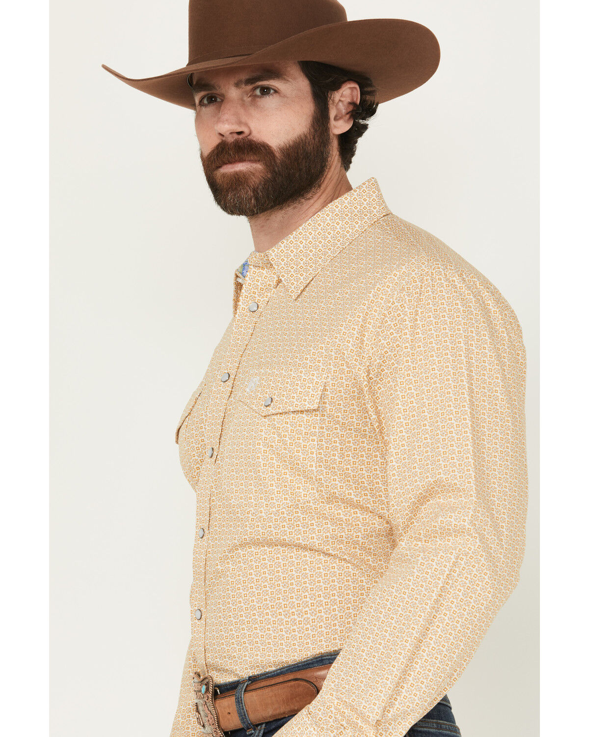 Panhandle Select Men's Geo Print Long Sleeve Snap Western Shirt