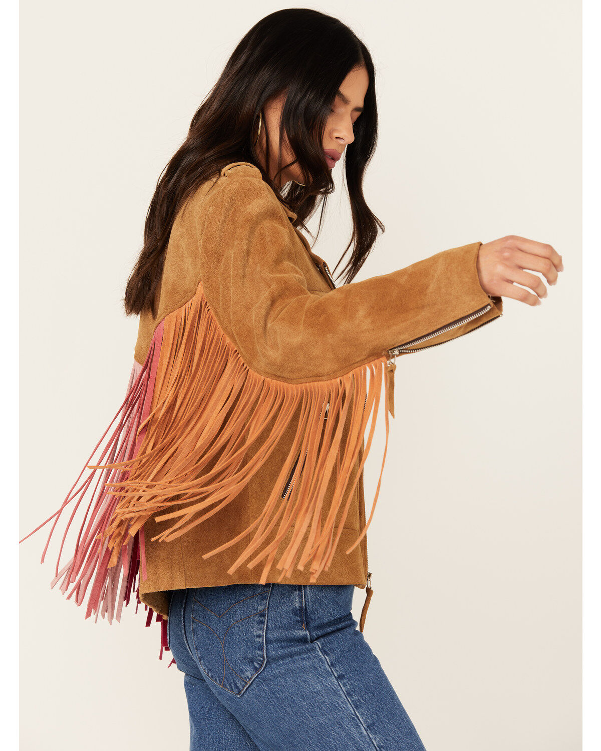 Western & Co Women's Fringe Suede Biker Jacket