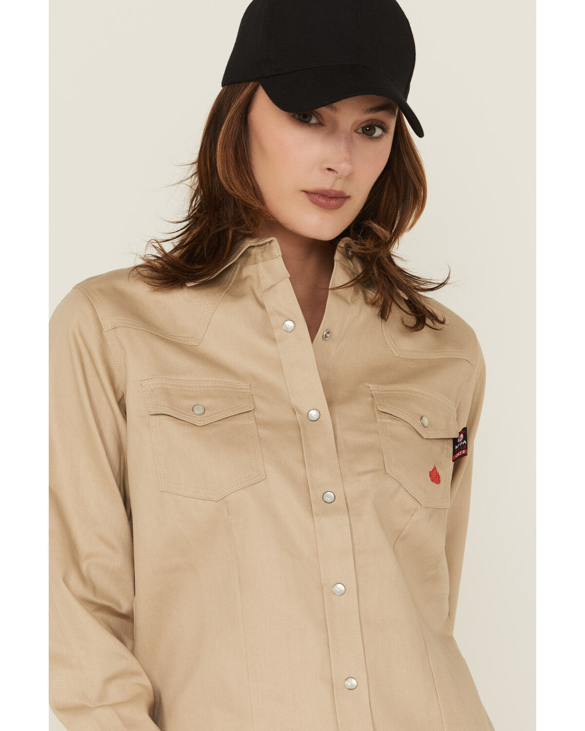 Forge Workwear Women's FR Solid Long Sleeve Snap Stretch Work Shirt