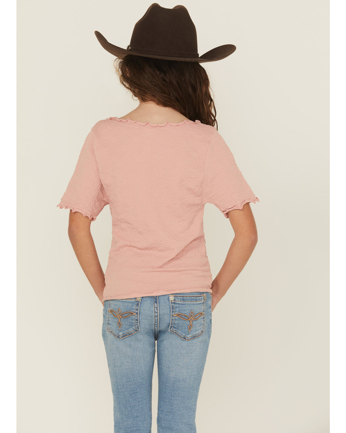 Fornia Girls' Solid Lettuce Edge Short Sleeve Top