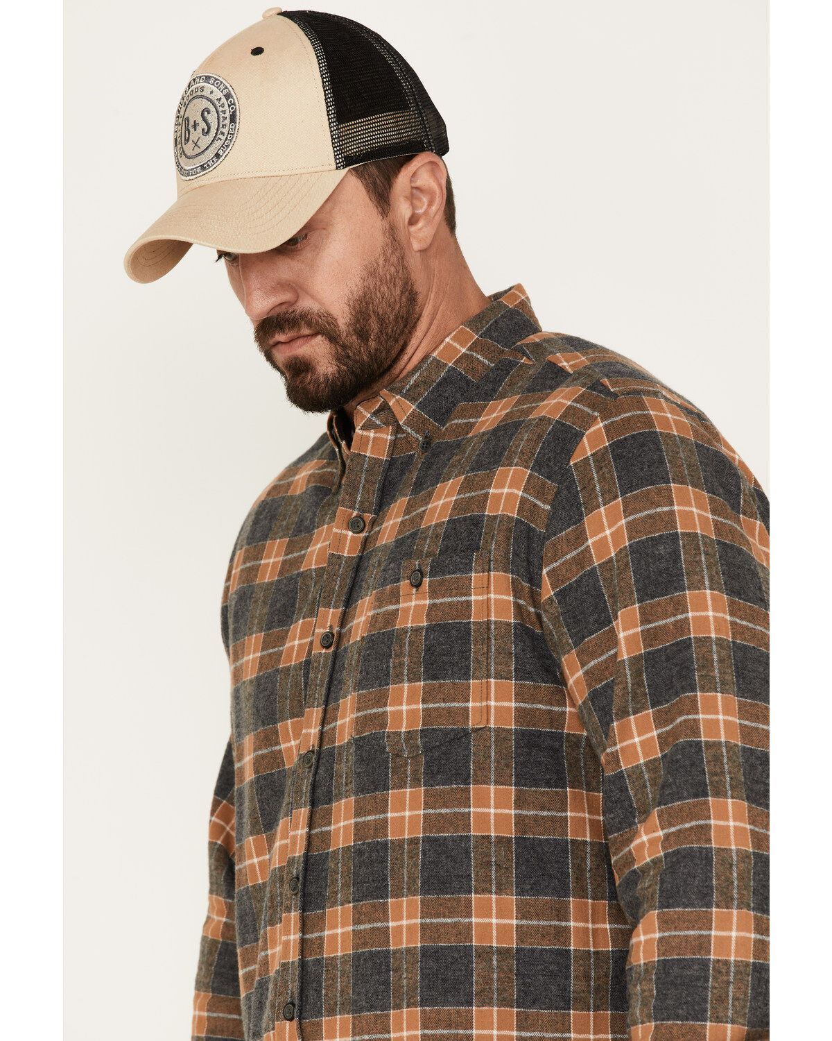 North River Men's Small Plaid Flannel Long Sleeve Button-Down Shirt