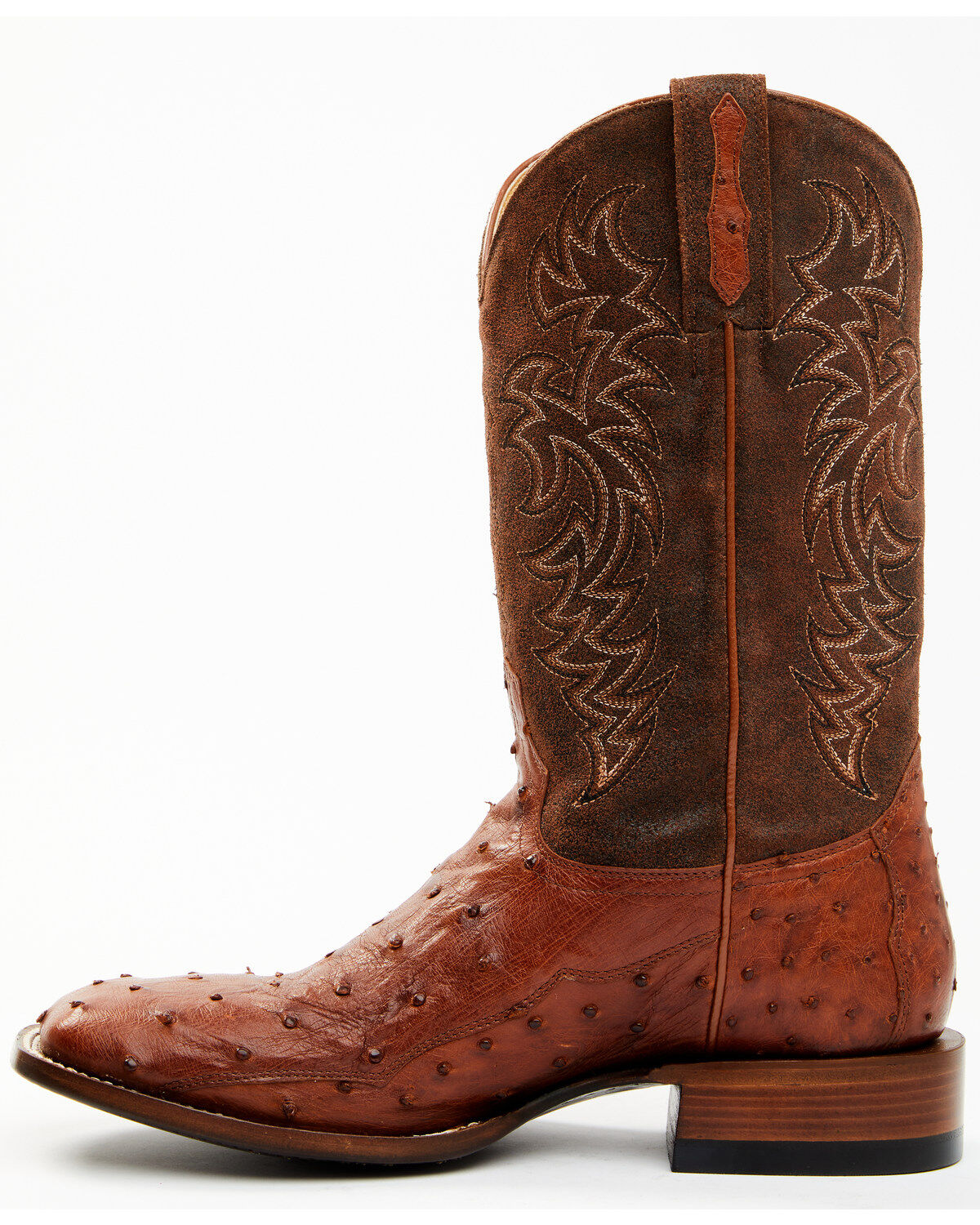 Cody James Men's Brandy Genuine Ostrich Exotic Western Boots - Broad Square Toe