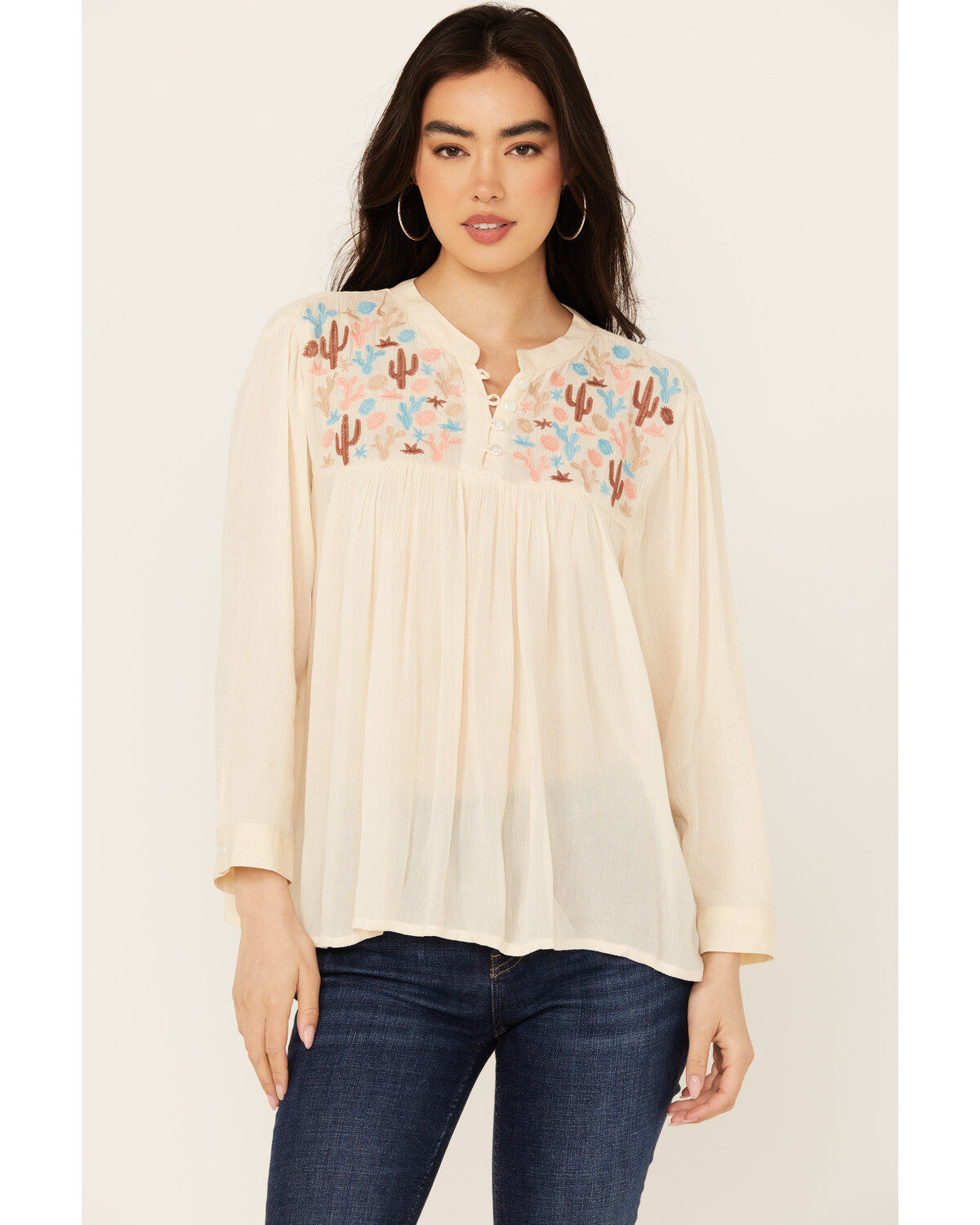 Roper Women's Cactus Print Long Sleeve Blouse