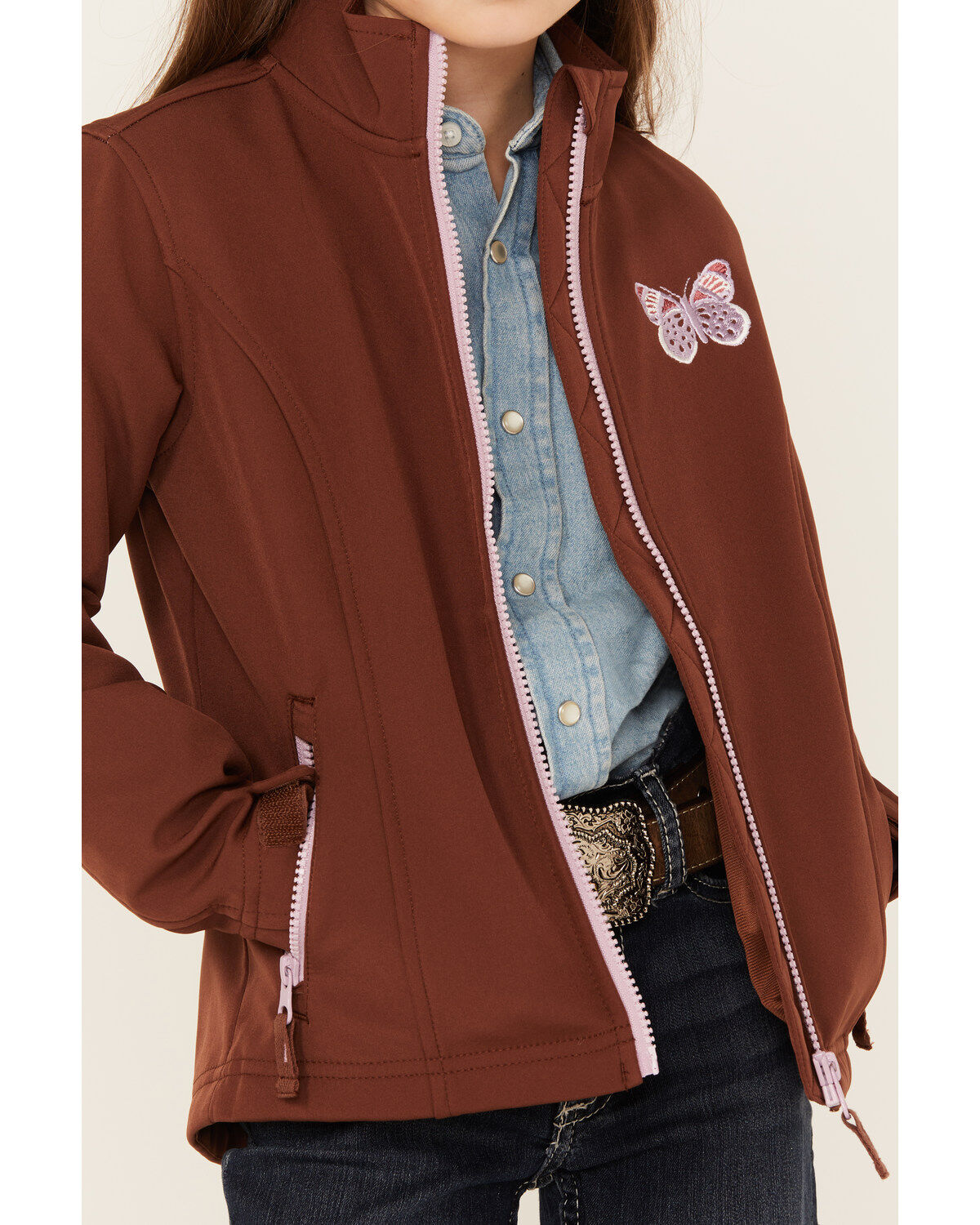 Shyanne Girls' Butterfly Embroidered Softshell Jacket