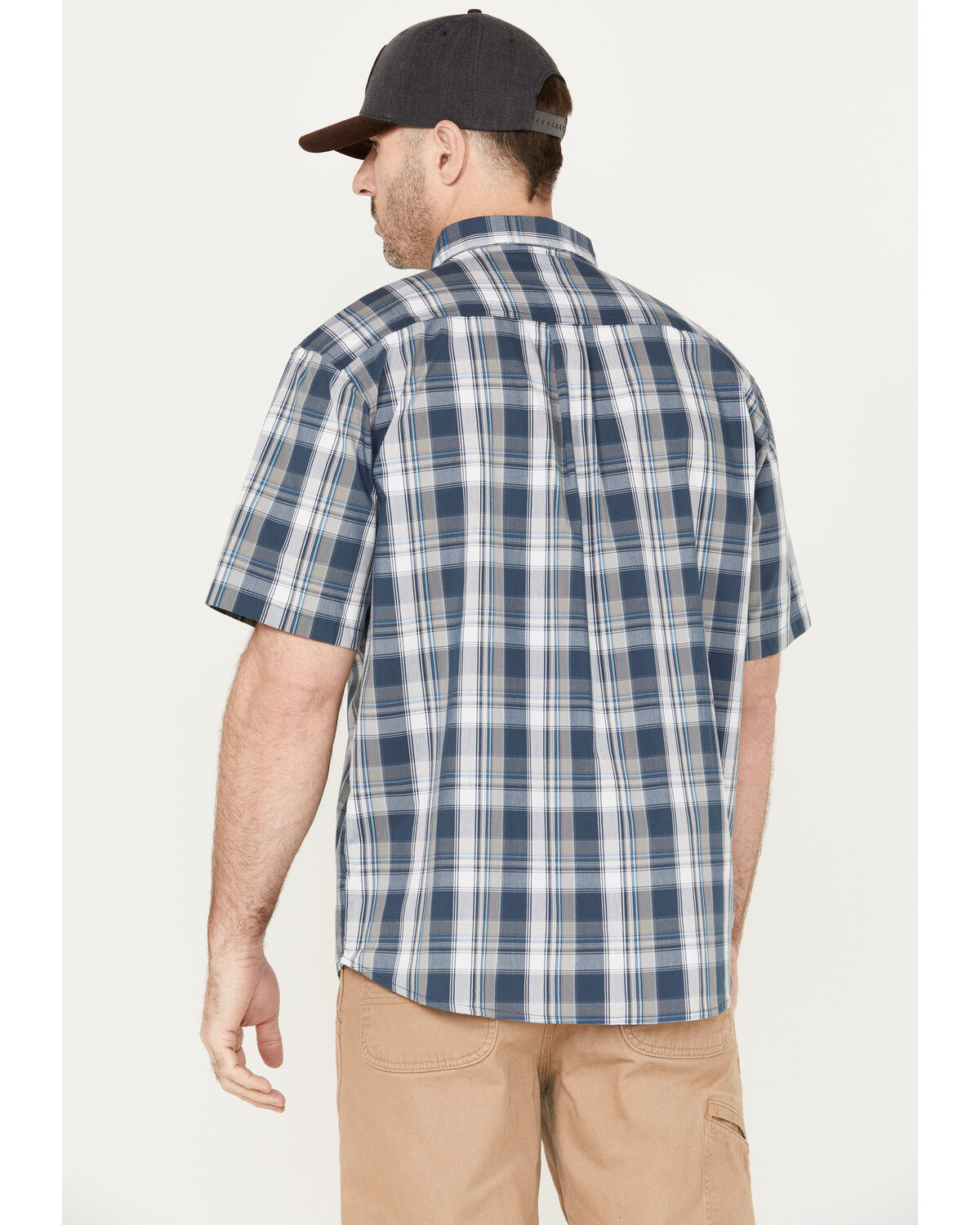 Dickies Men's Plaid Print Relaxed Fit Flex Short Sleeve Button Down Work Shirt