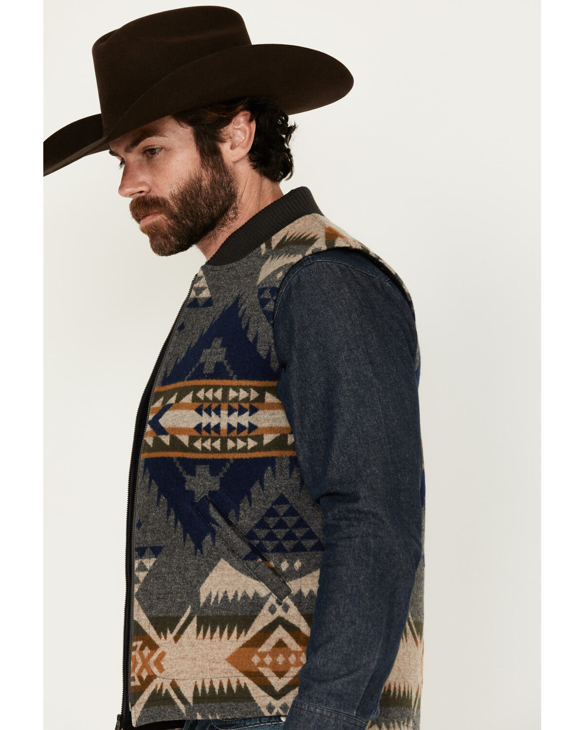 Pendleton Men's Colton Multicolored Print Zip-Up Quilted Vest