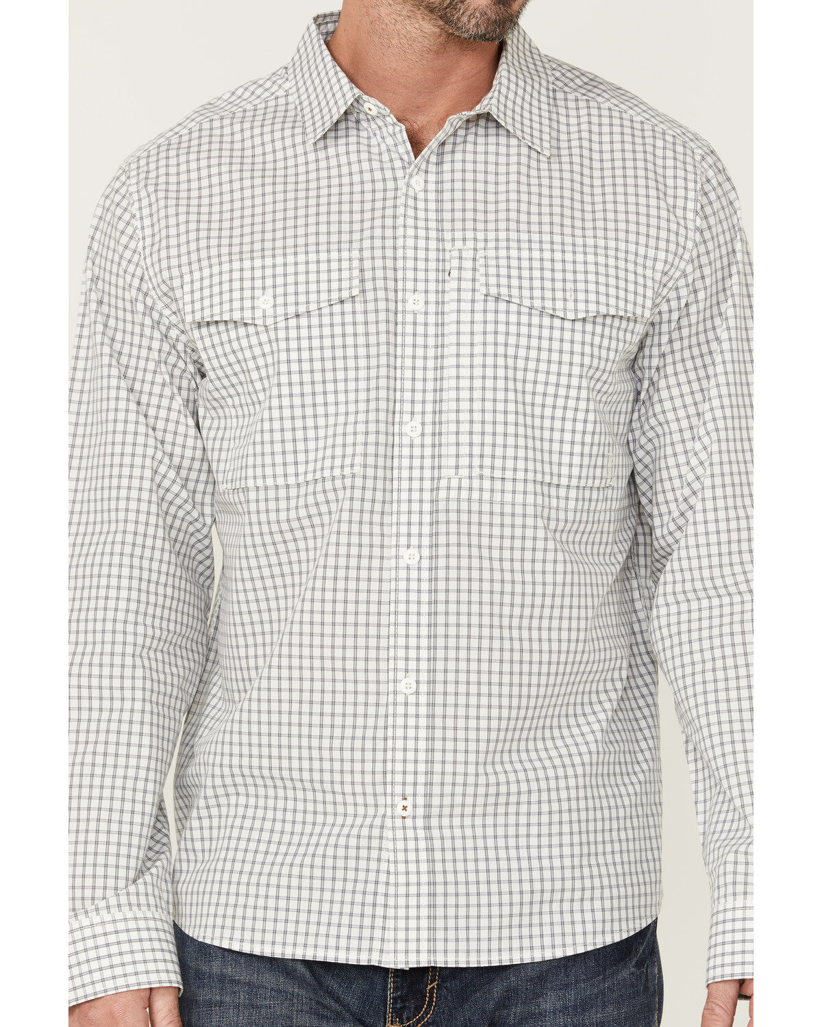 Brothers and Sons Men's Plaid Print Long Sleeve Button-Down Performance Shirt