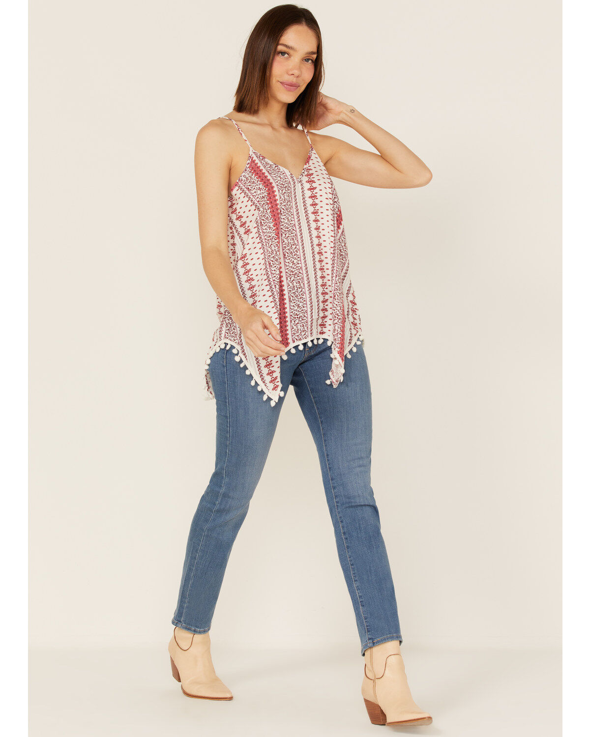 Cotton & Rye Women's Mixed Stripe Print Hanky Hem Tank Top