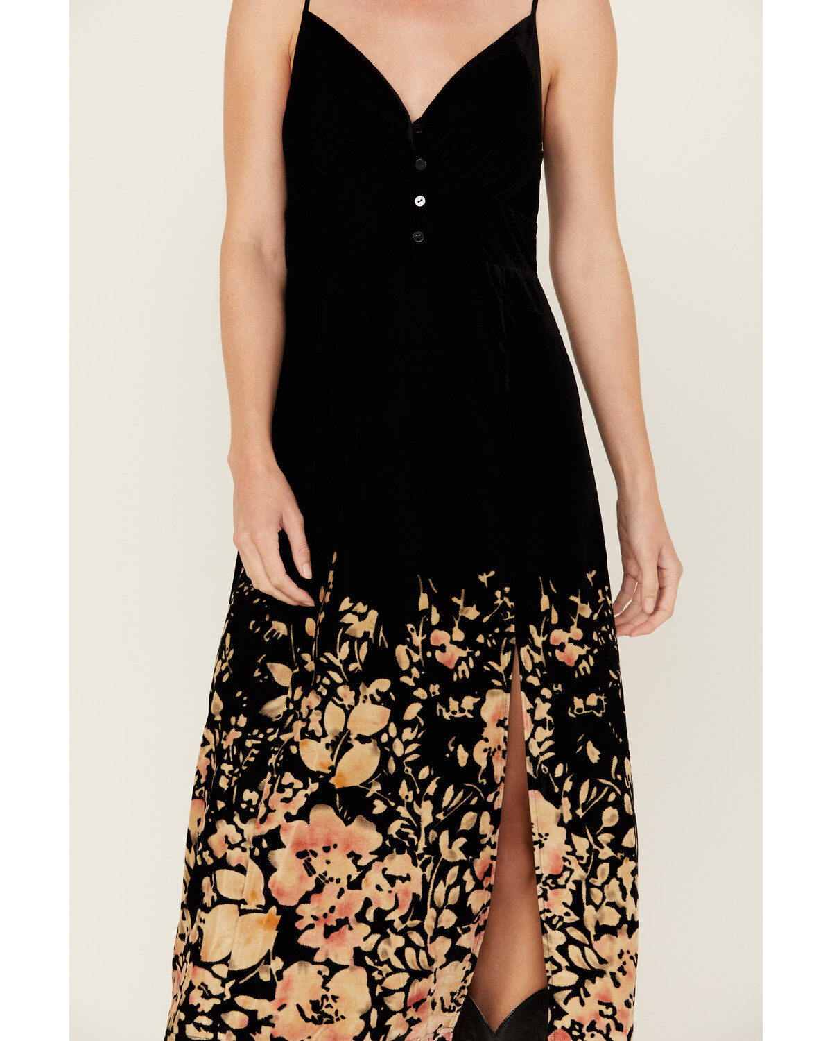 Beyond The Radar Women's Velour Printed Midi Dress