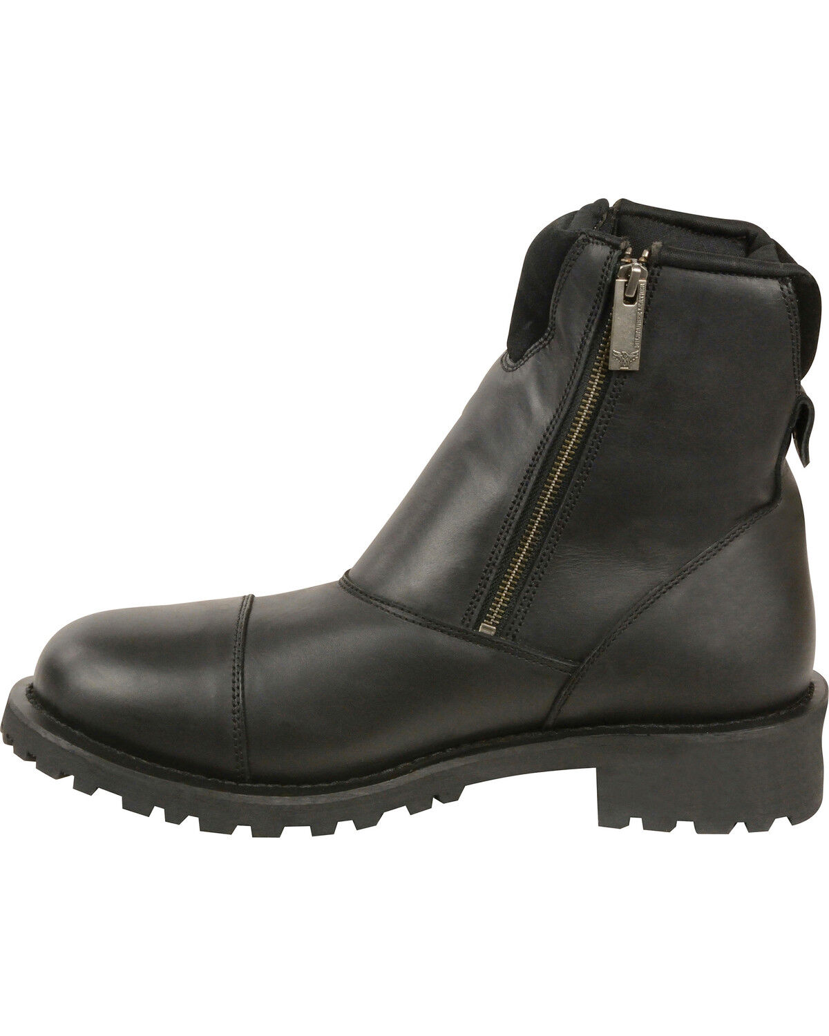Milwaukee Leather Men's Super Clean Double Sided Zipper Boots - Round Toe