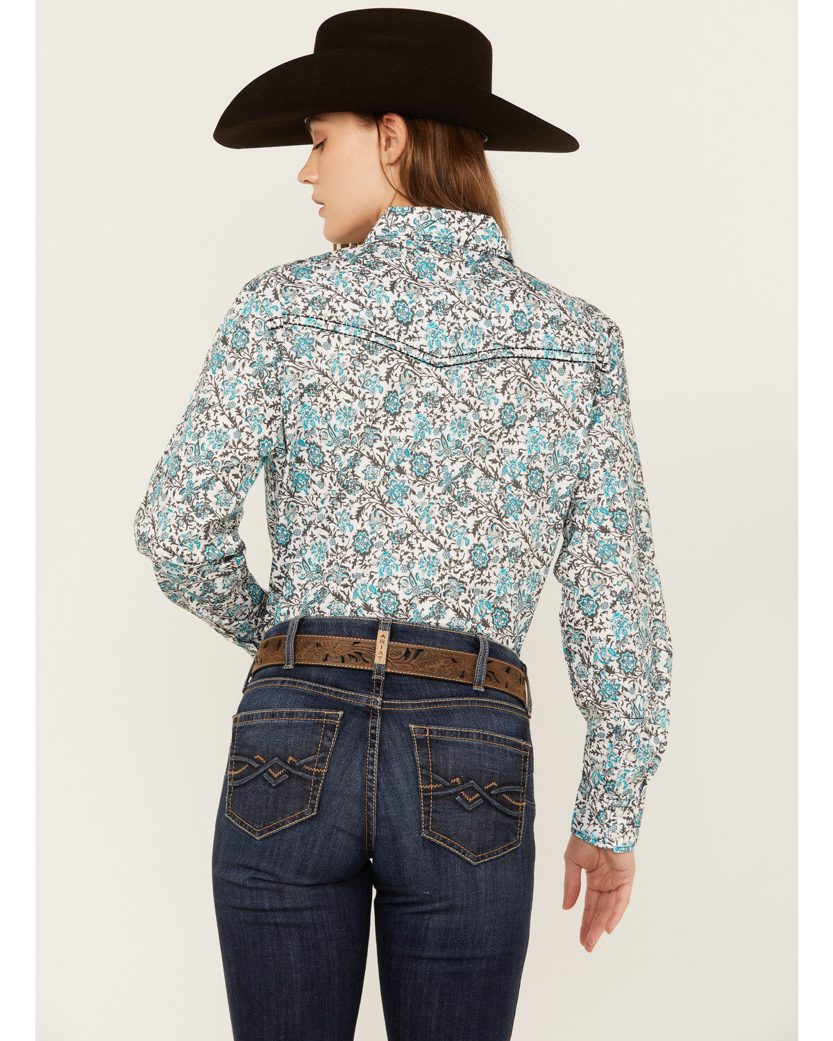 Cowgirl Hardware Floral Print Long Sleeve Snap Western Shirt