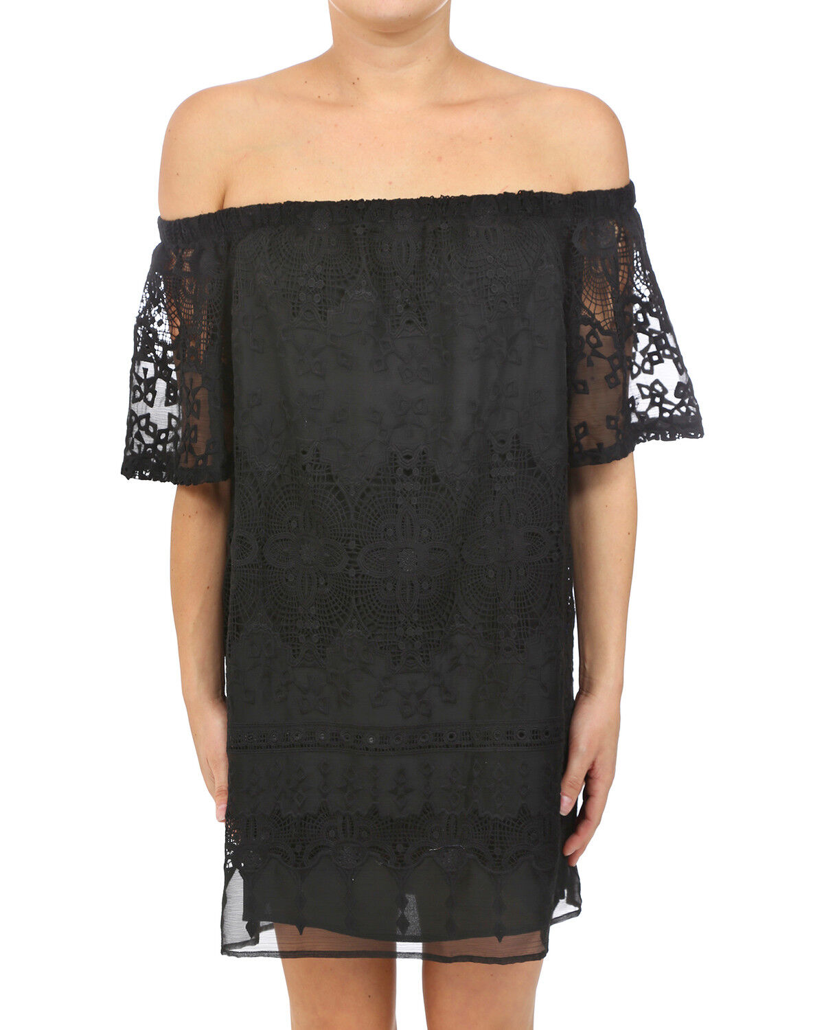 Glam Women's Crochet Embroidered Mini Dress