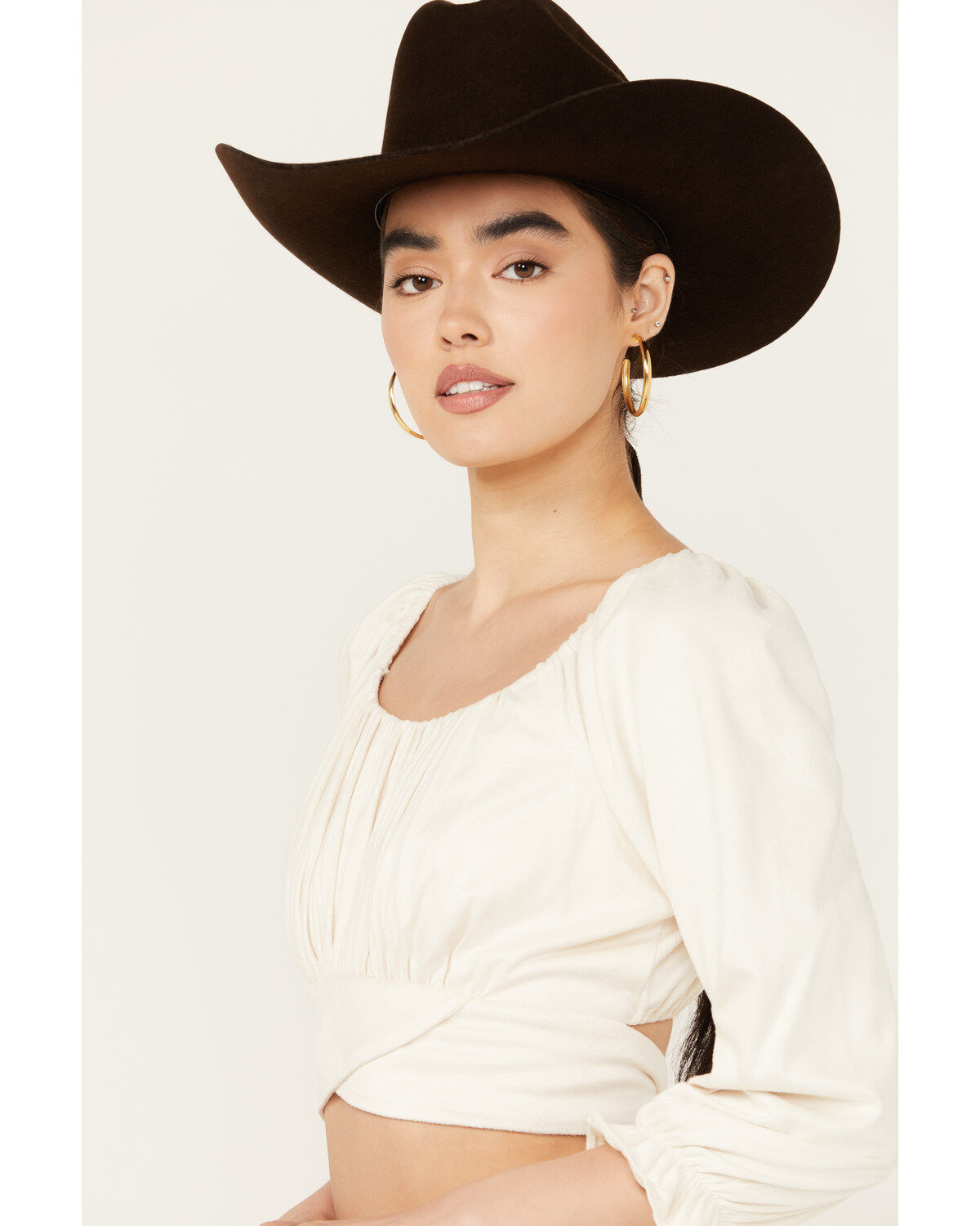 Beyond The Radar Women's Faux Suede Tie Back Top