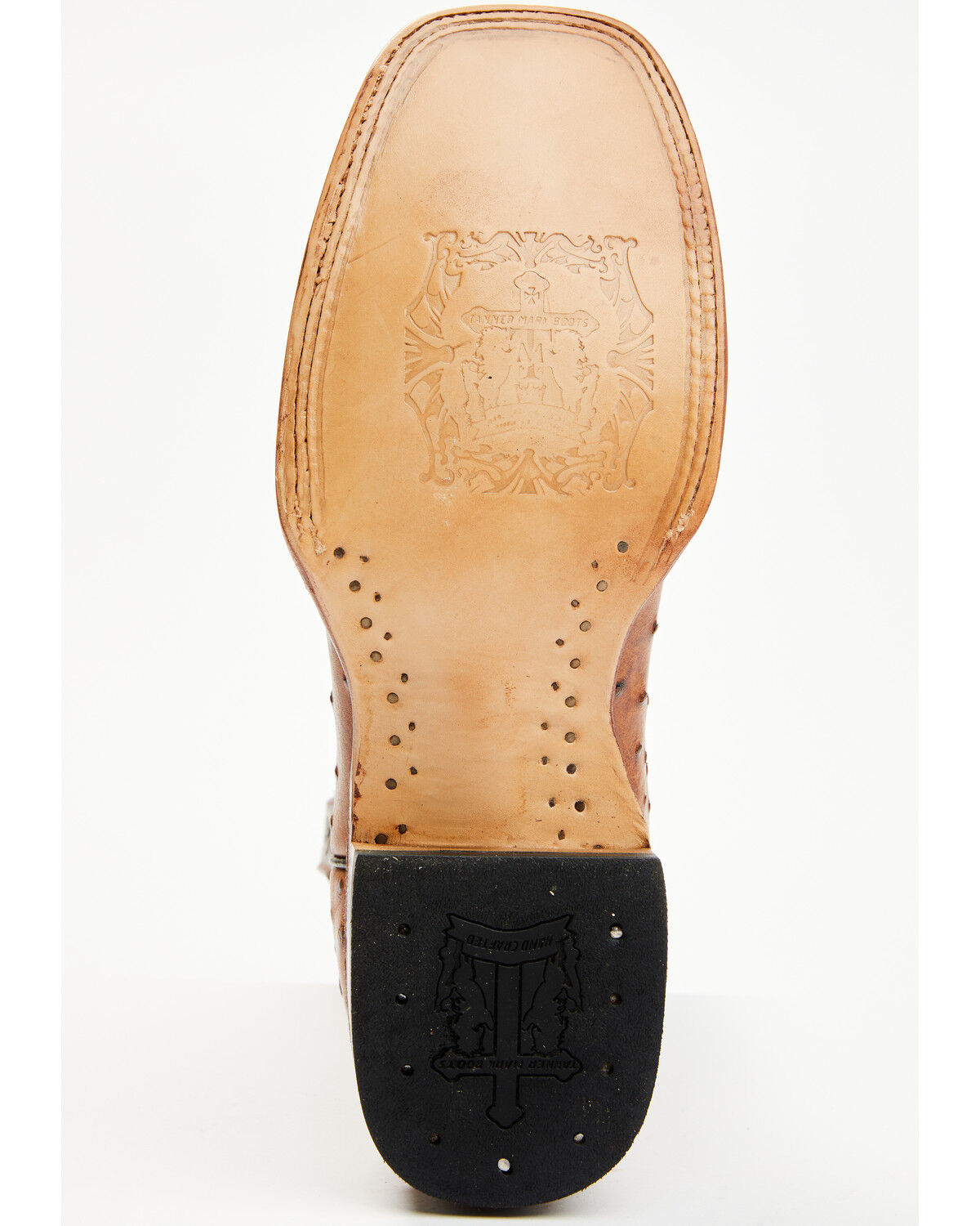 Tanner Mark Men's Ostrich Print Western Boots - Broad Square Toe