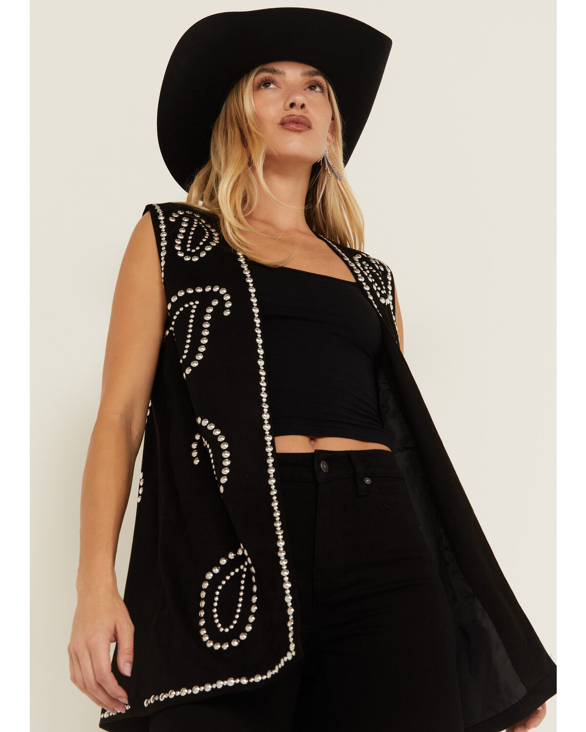 Fornia Women's Paisley Studded Longline Vest