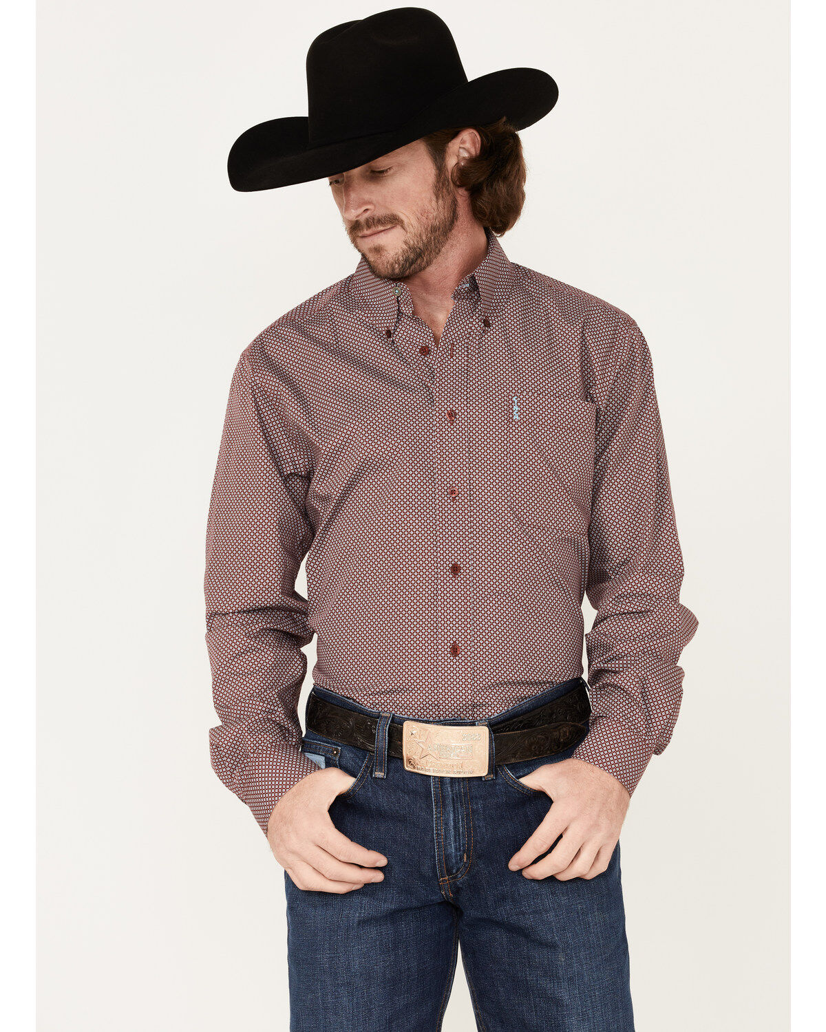 Cinch Men's Modern Fit Geo Print Button-Down Western Shirt