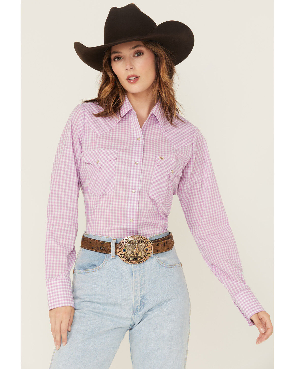 Cowboygirl by Jenna Paulette Women's Gingham Print Long Sleeve Pearl Snap Western Shirt