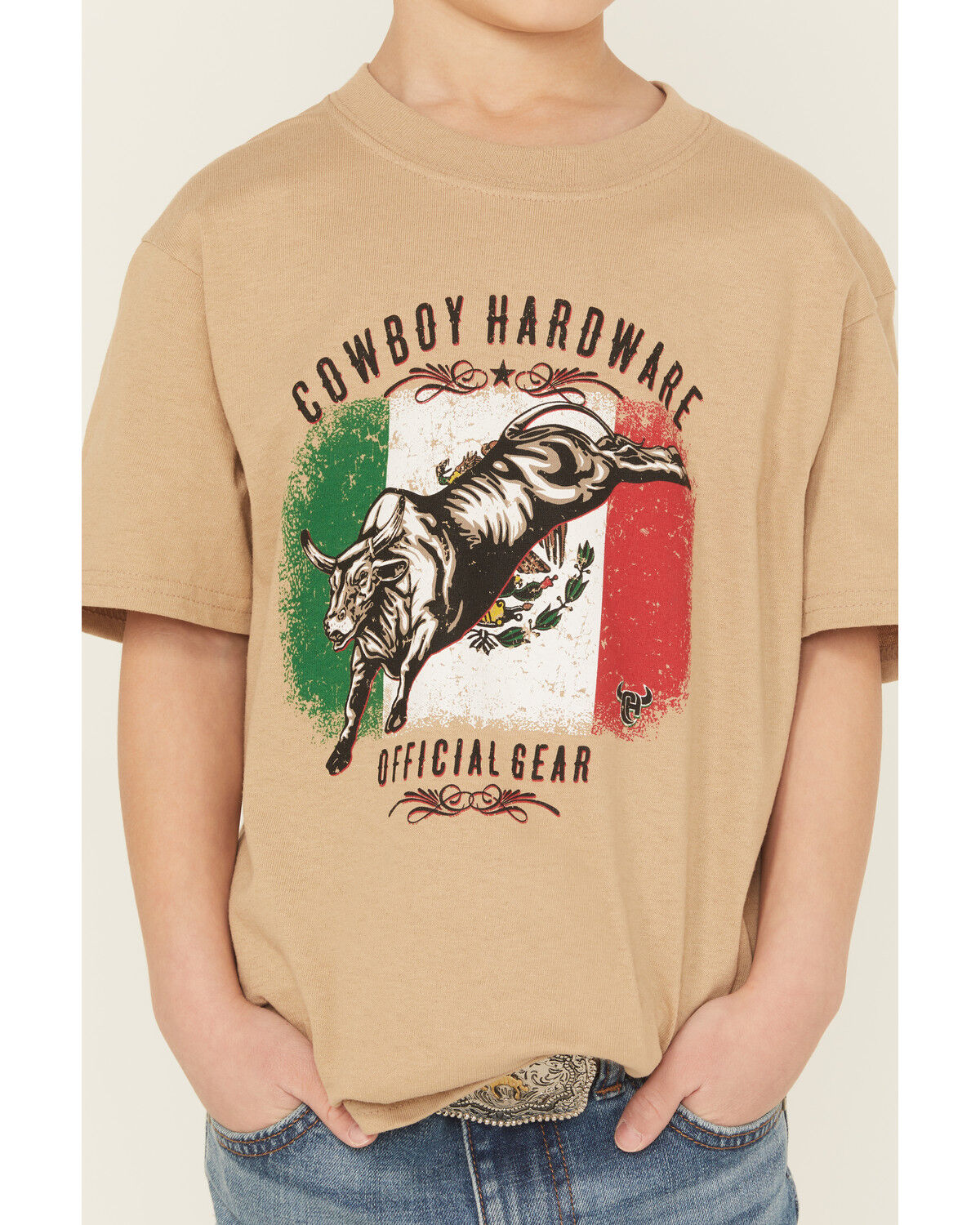 Cowboy Hardware Boys' Mexico Flag Bucking Bull Short Sleeve Graphic T-Shirt
