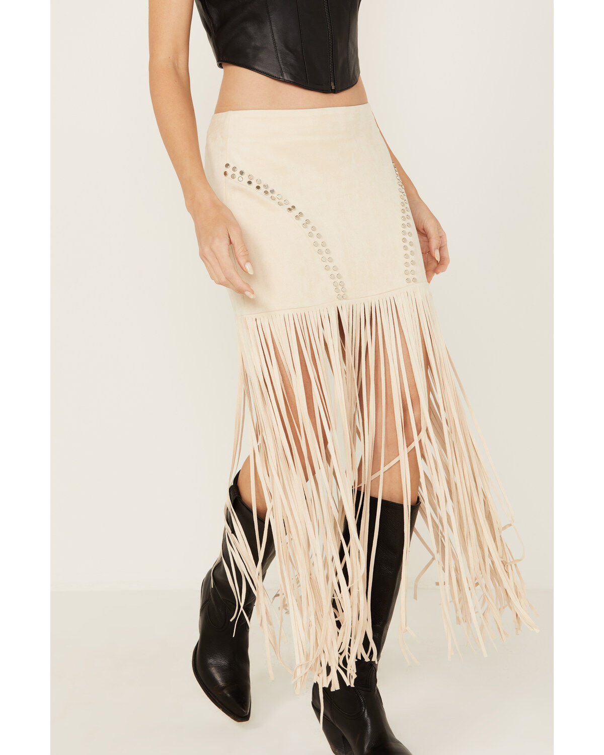 Vocal Women's Fringe Studded Skirt