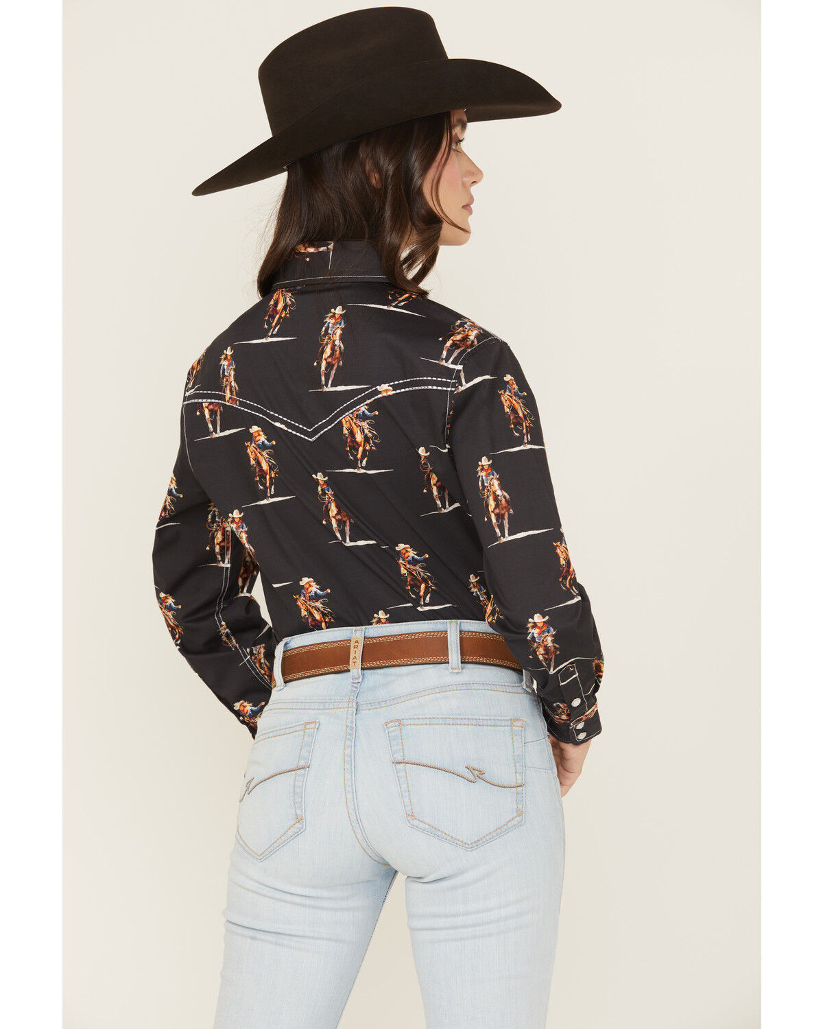 Cowgirl Hardware Women's Cowgirl Conversation Print Long Sleeve Snap Stretch Western Shirt