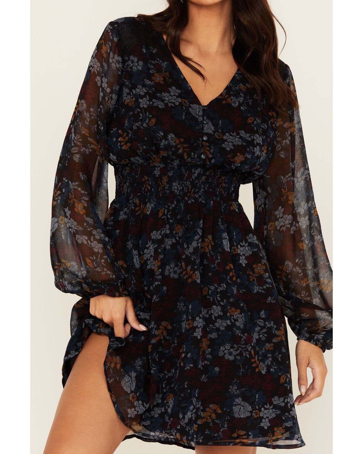 Shyanne Women's Floral Print Long Sleeve Mini Dress