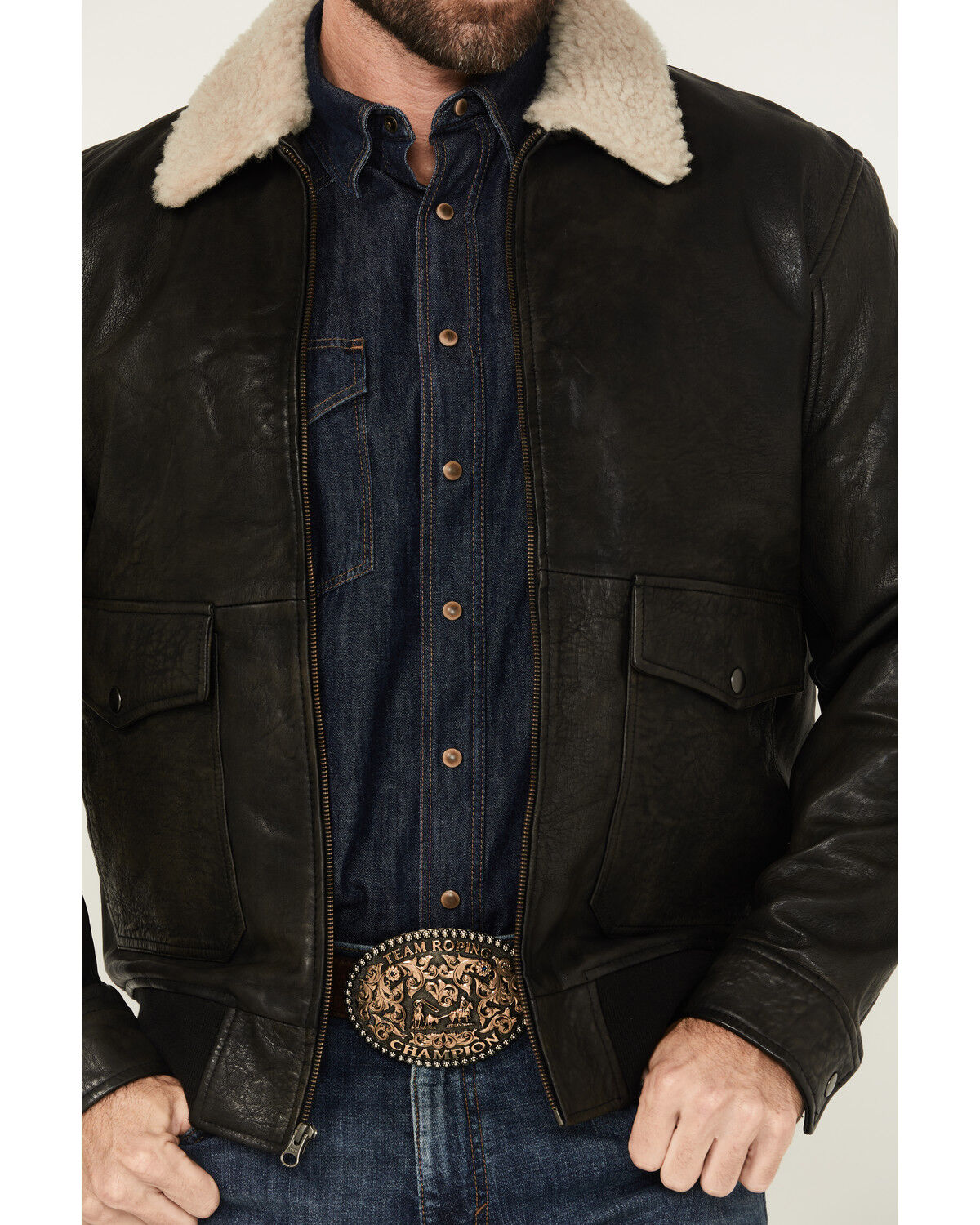 Scully Men's Sherpa Collar Leather Bomber Jacket