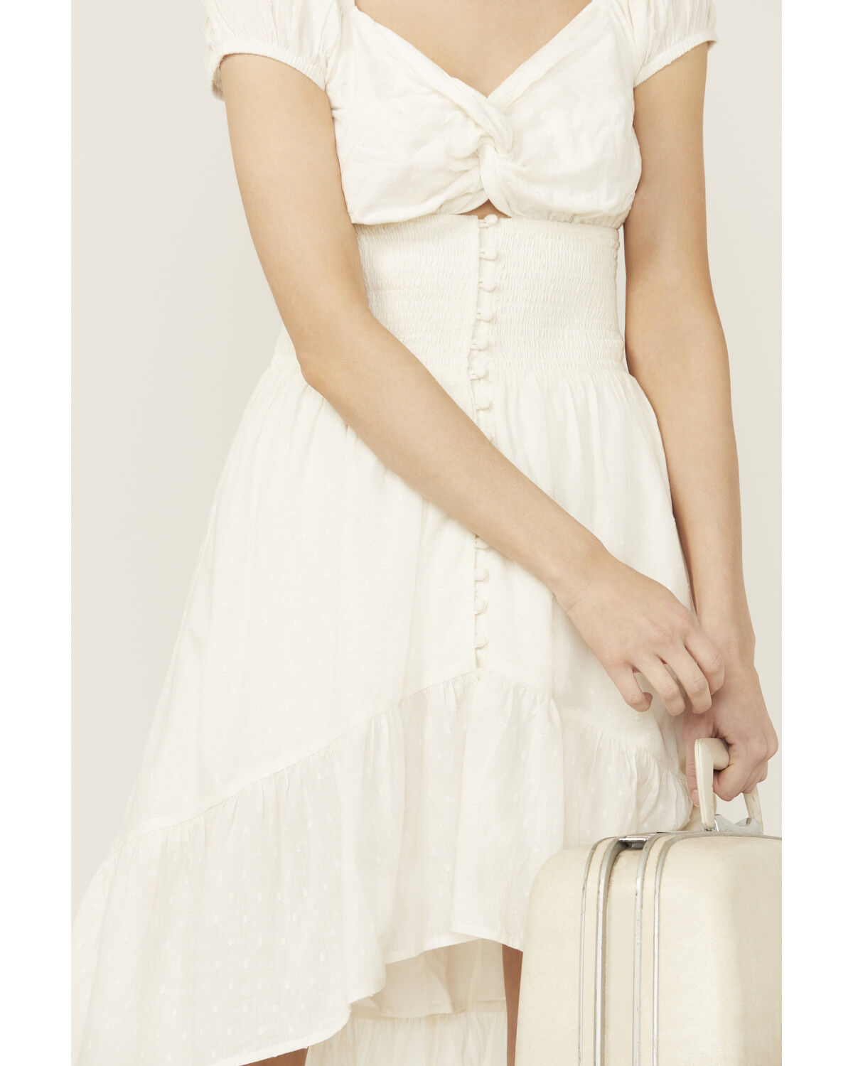 Shyanne Women's Solid Twist Front Short Sleeve High-Low Dress