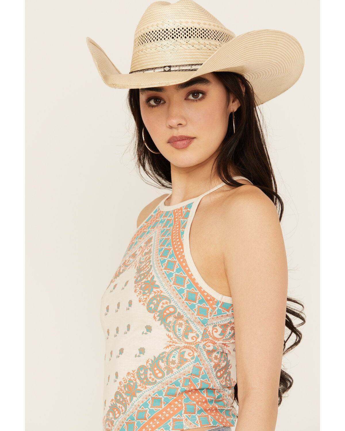 Rock & Roll Denim Women's Bandana Print Sleeveless Tank