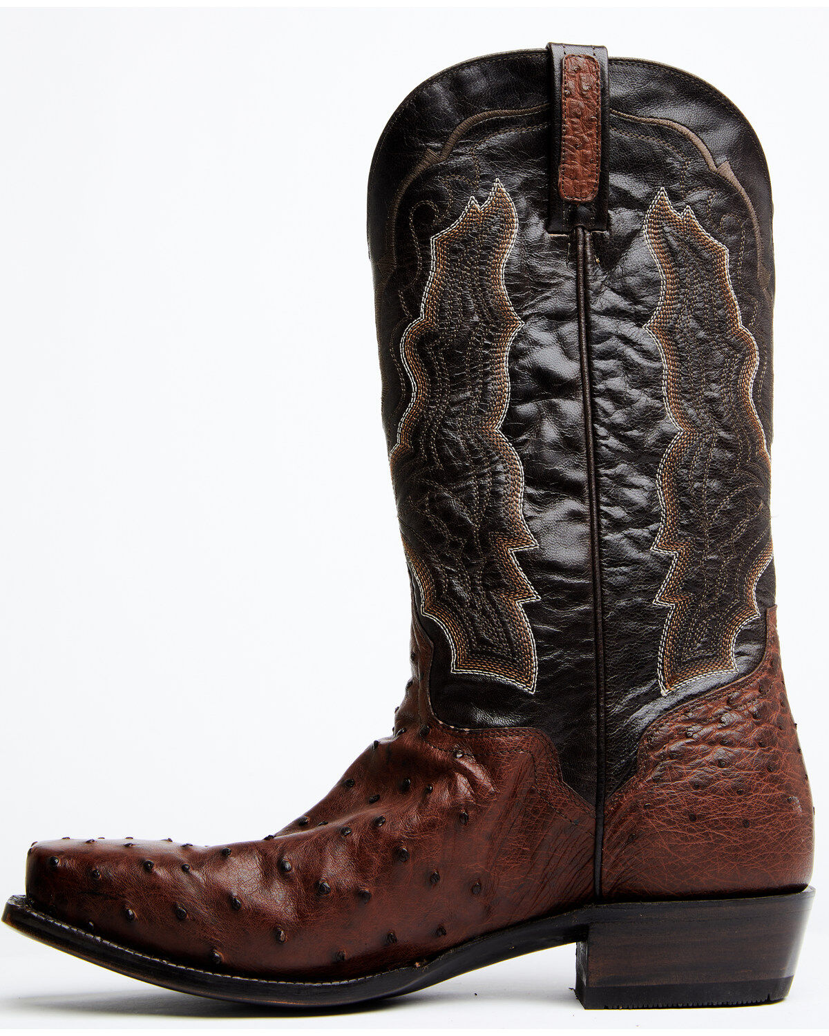 El Dorado Men's Exotic Full-Quill Ostrich Skin Western Boots - Square Toe