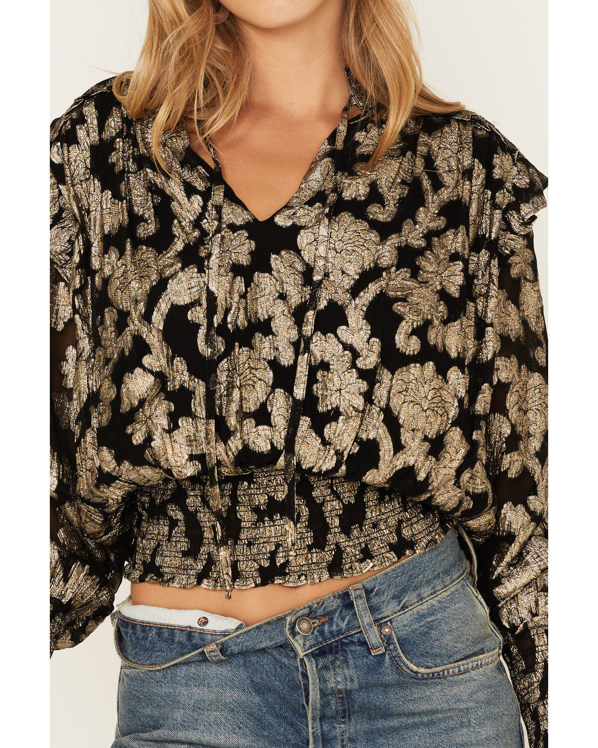 Revel Women's Floral Smocked Waist Top