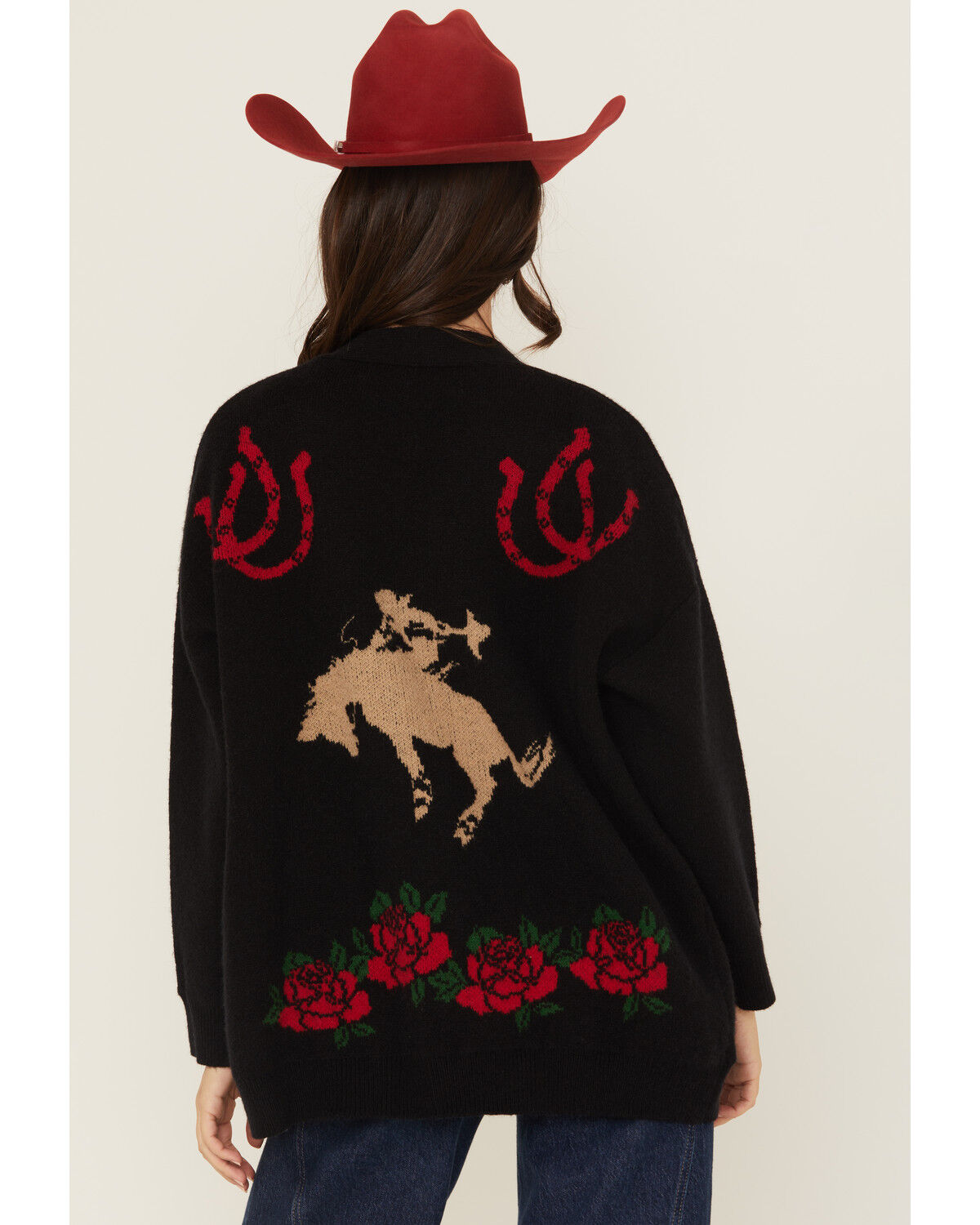 Rodeo Quincy Women's Horse Rose Cardigan