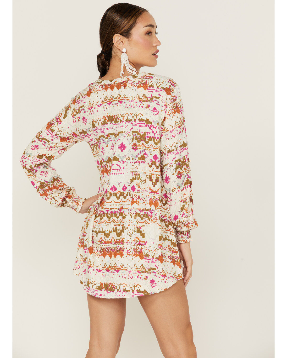 Shyanne Women's Southwestern Long Sleeve Shift Mini Dress