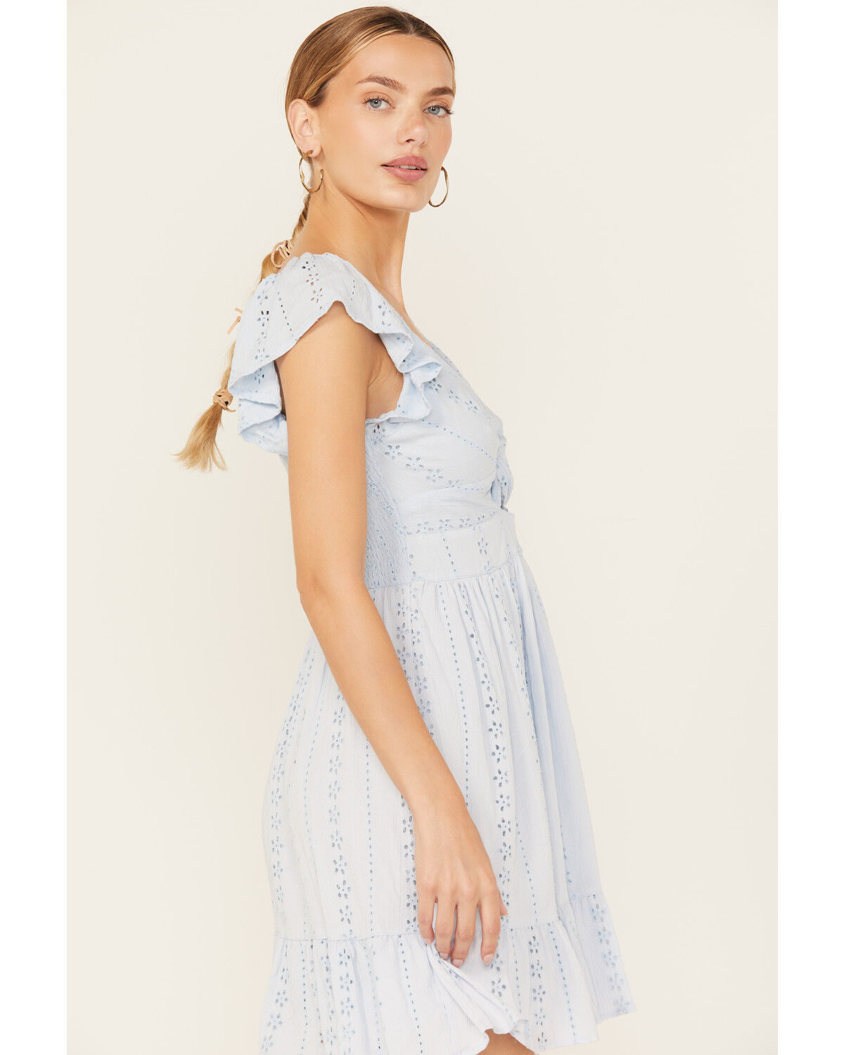 Angie Women's Eyelet Knot Front Mini Dress